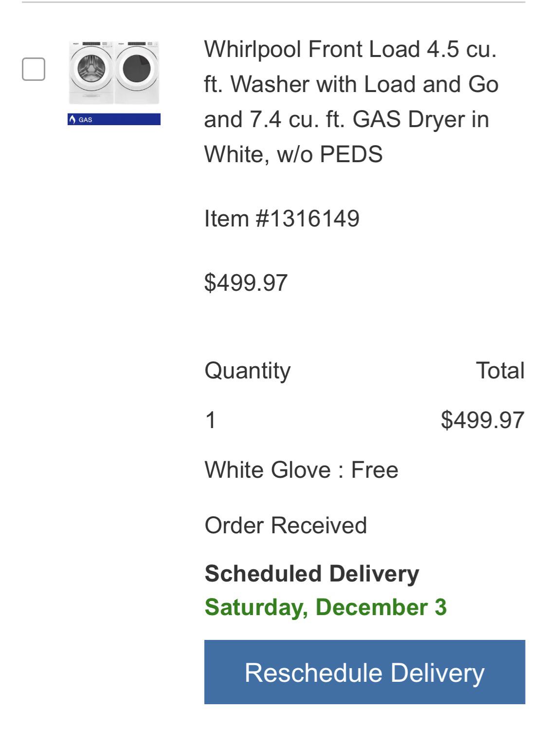 Costco Whirlpool Washing Machine