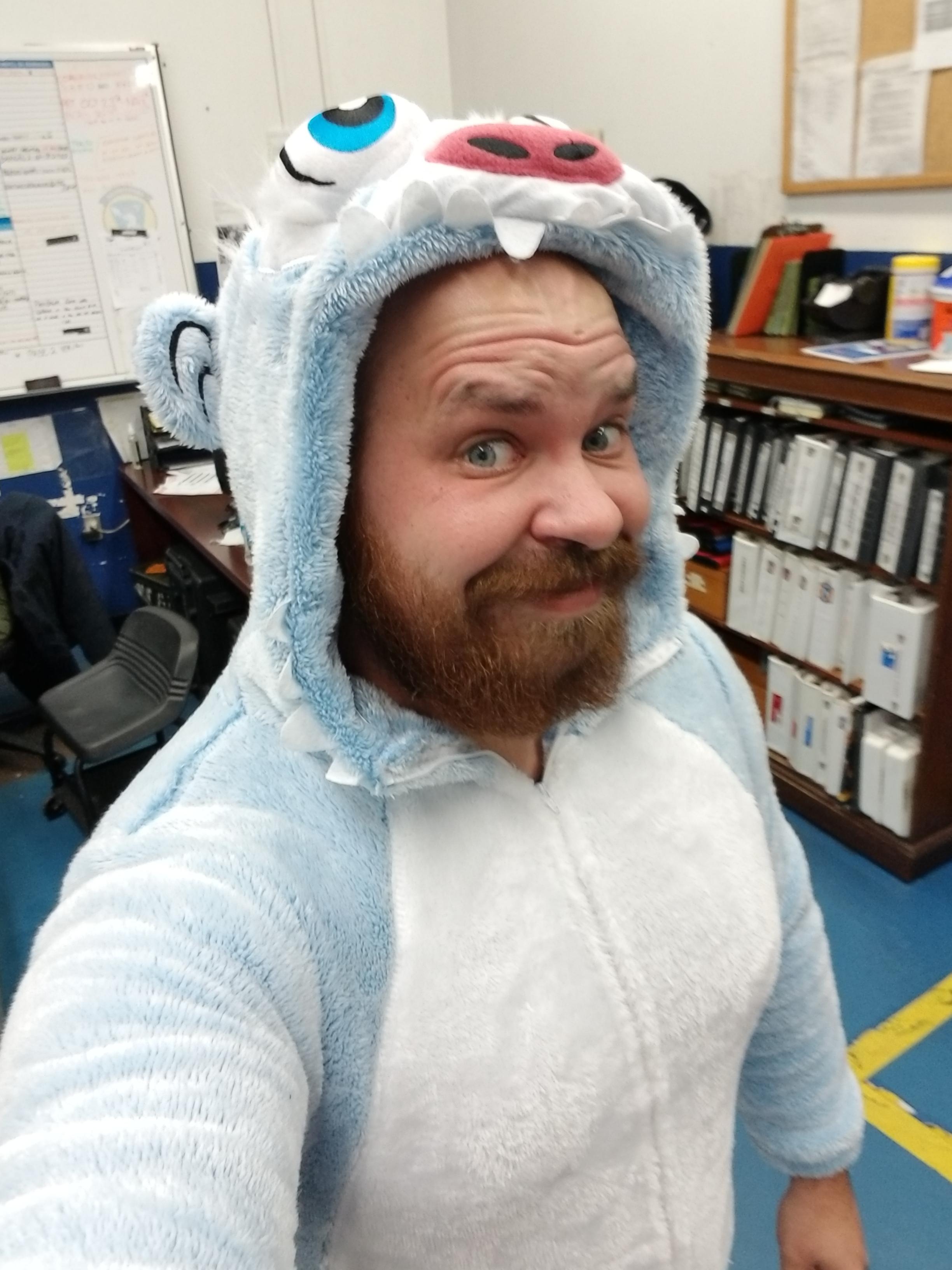 I don't know why that guy was upset. I got a Yeti Onesie, at work, for