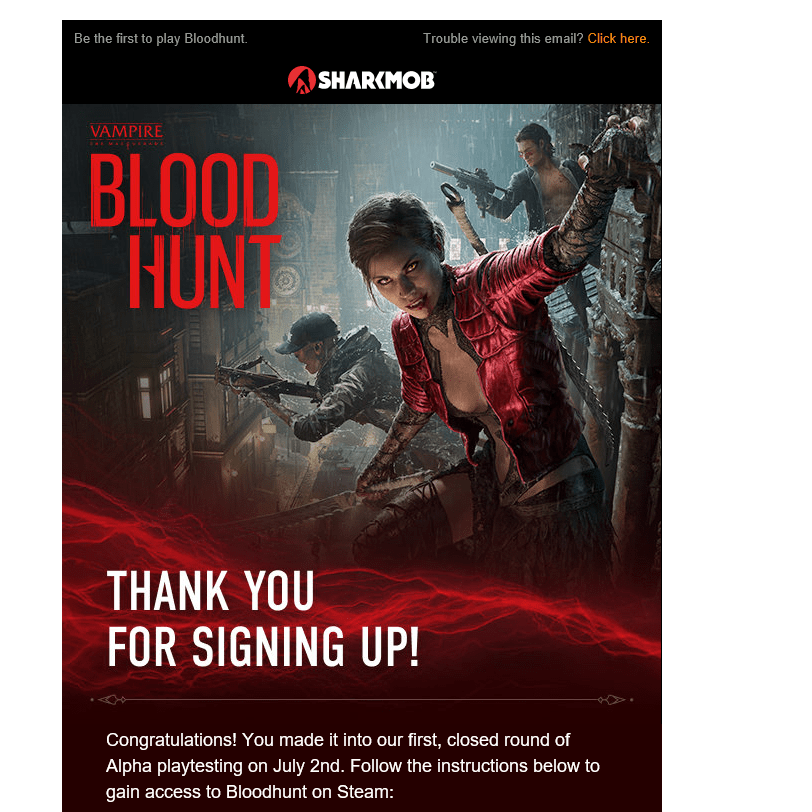 I get selected to play the Bloodhunt Alpha vtmb