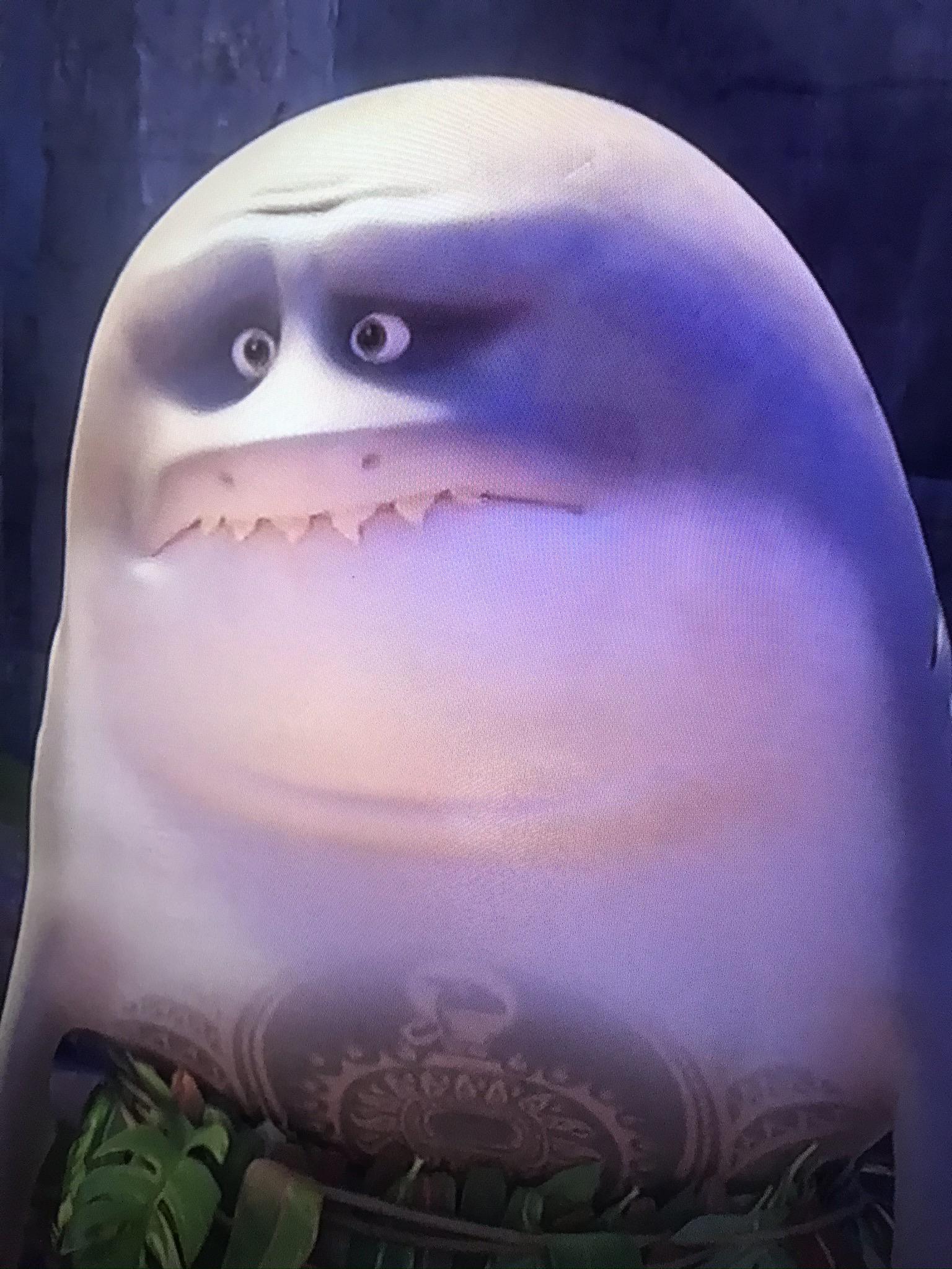 In Moana (2016) when Maui half shark and human, his tattoos