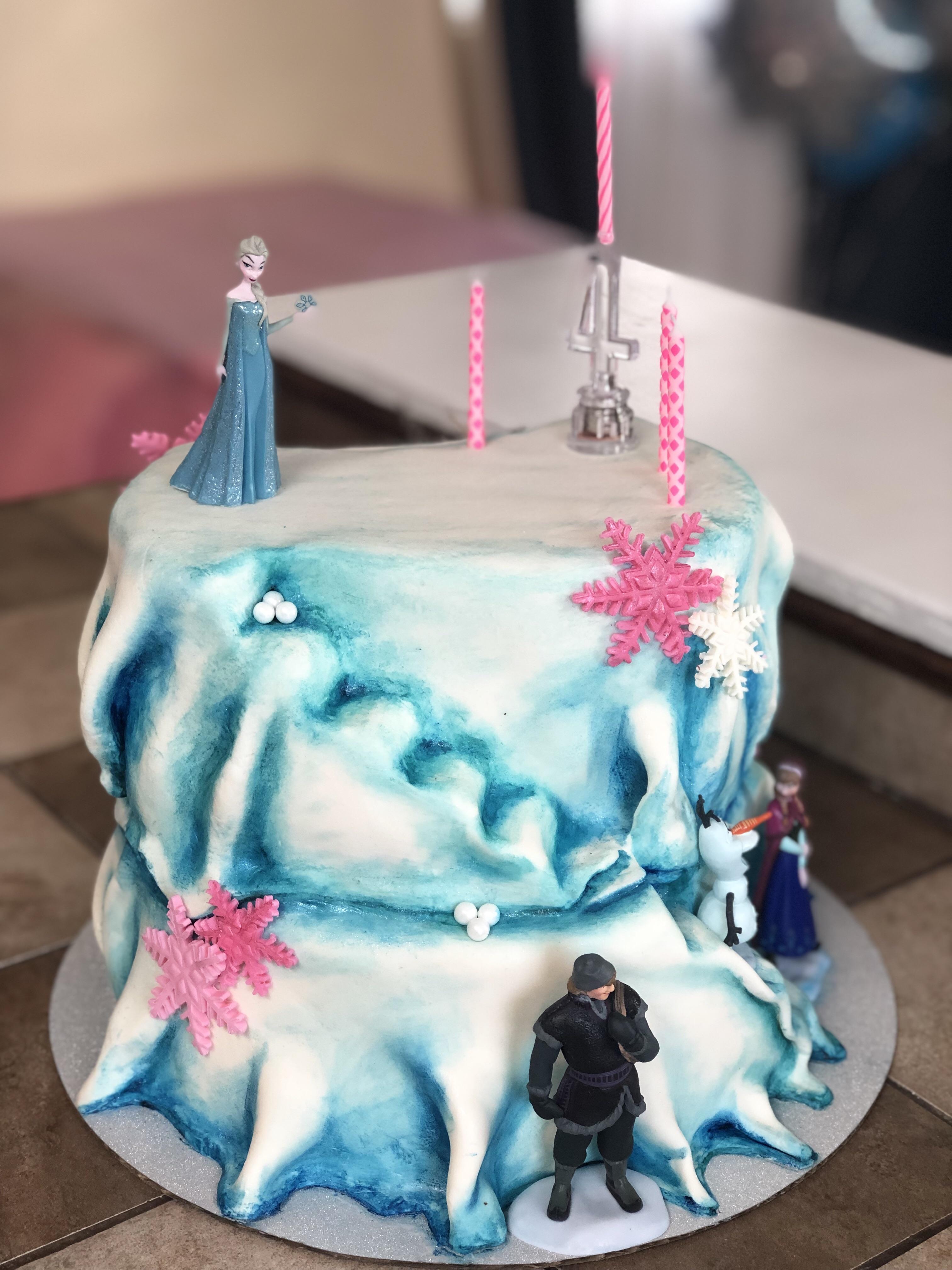 Frozen cake I made for my daughter 4th birthday. Hindsight’s 20/20 but