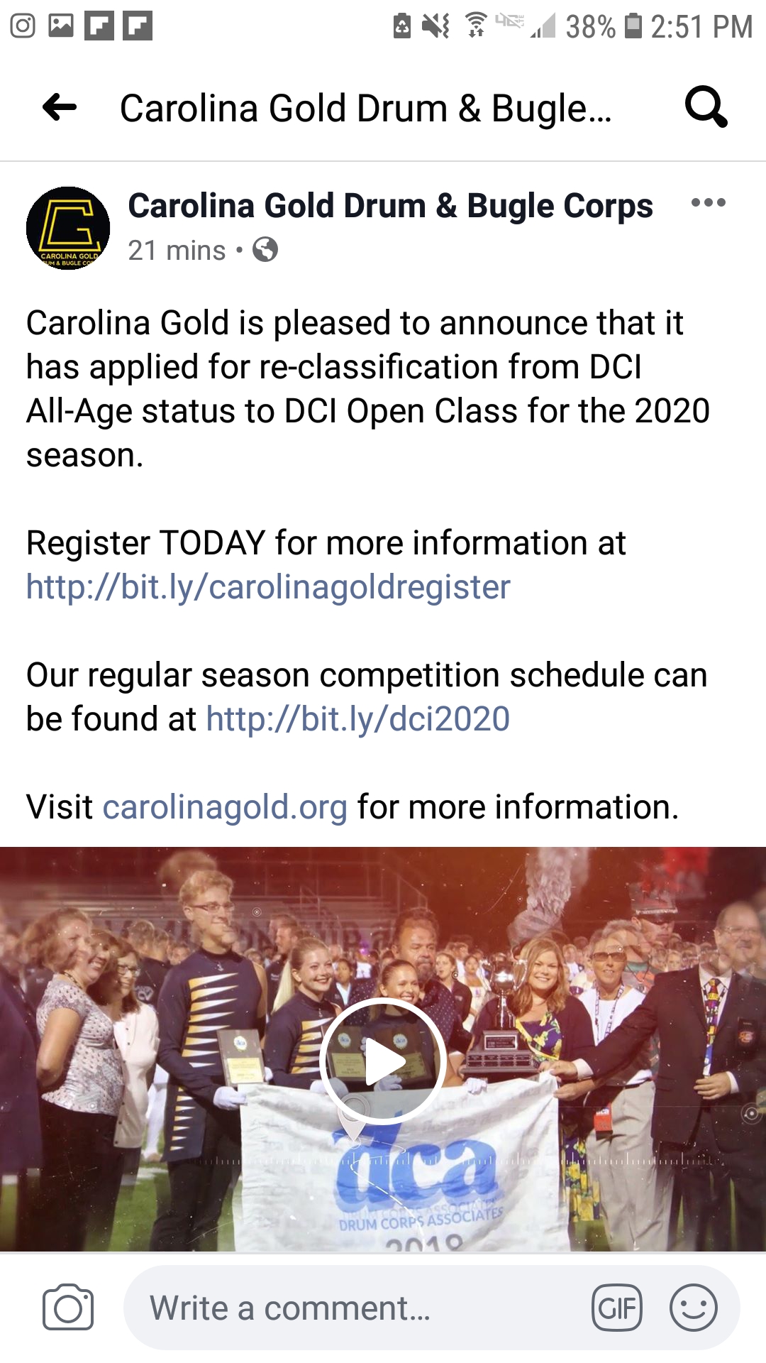 Carolina Gold attempting to go from DCA Class A to DCI Open? r/drumcorps