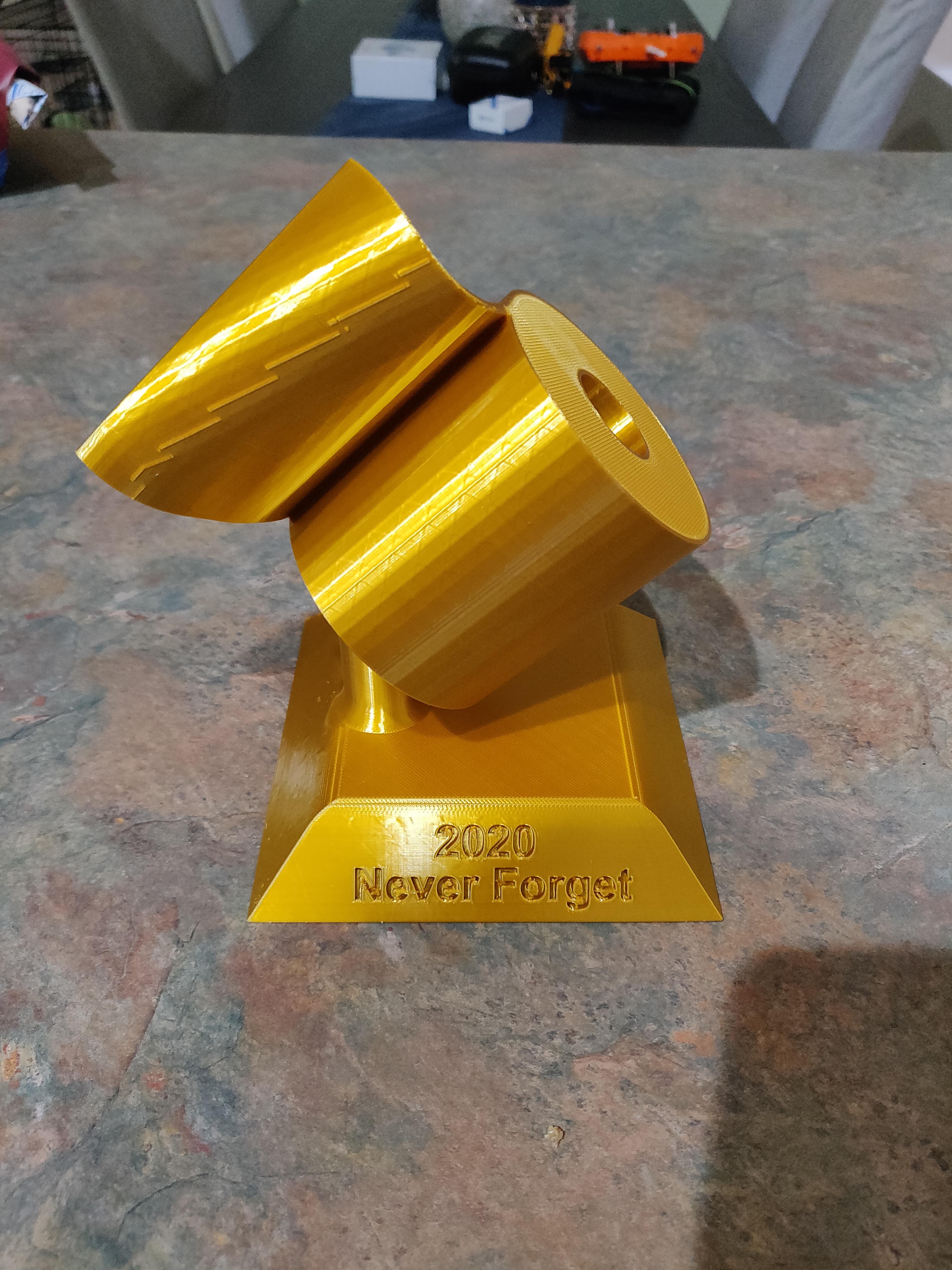 Toilet paper trophy for my coworkers desk! r/3Dprinting