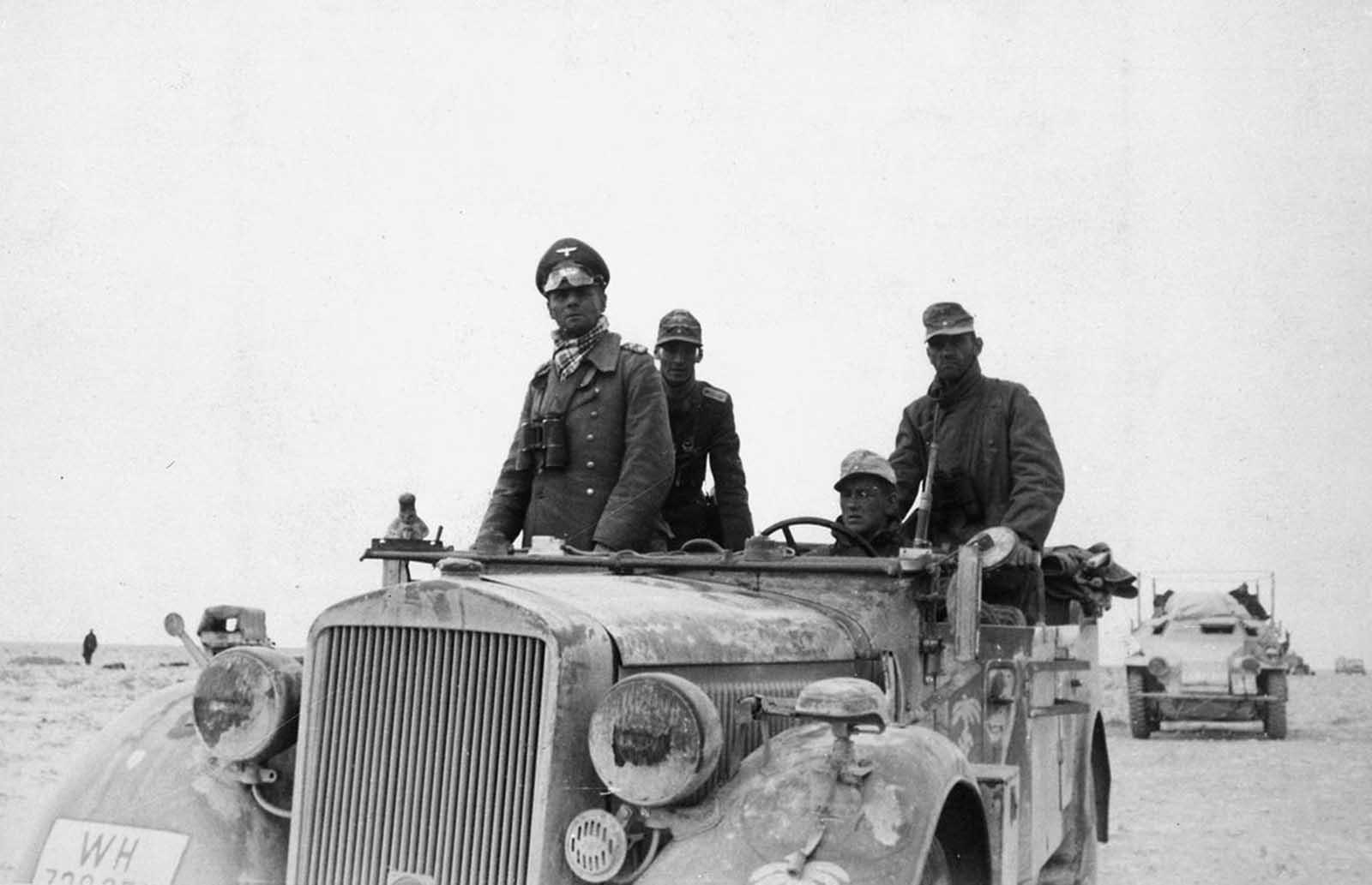 German General Erwin Rommel with the 15th Panzer Division between