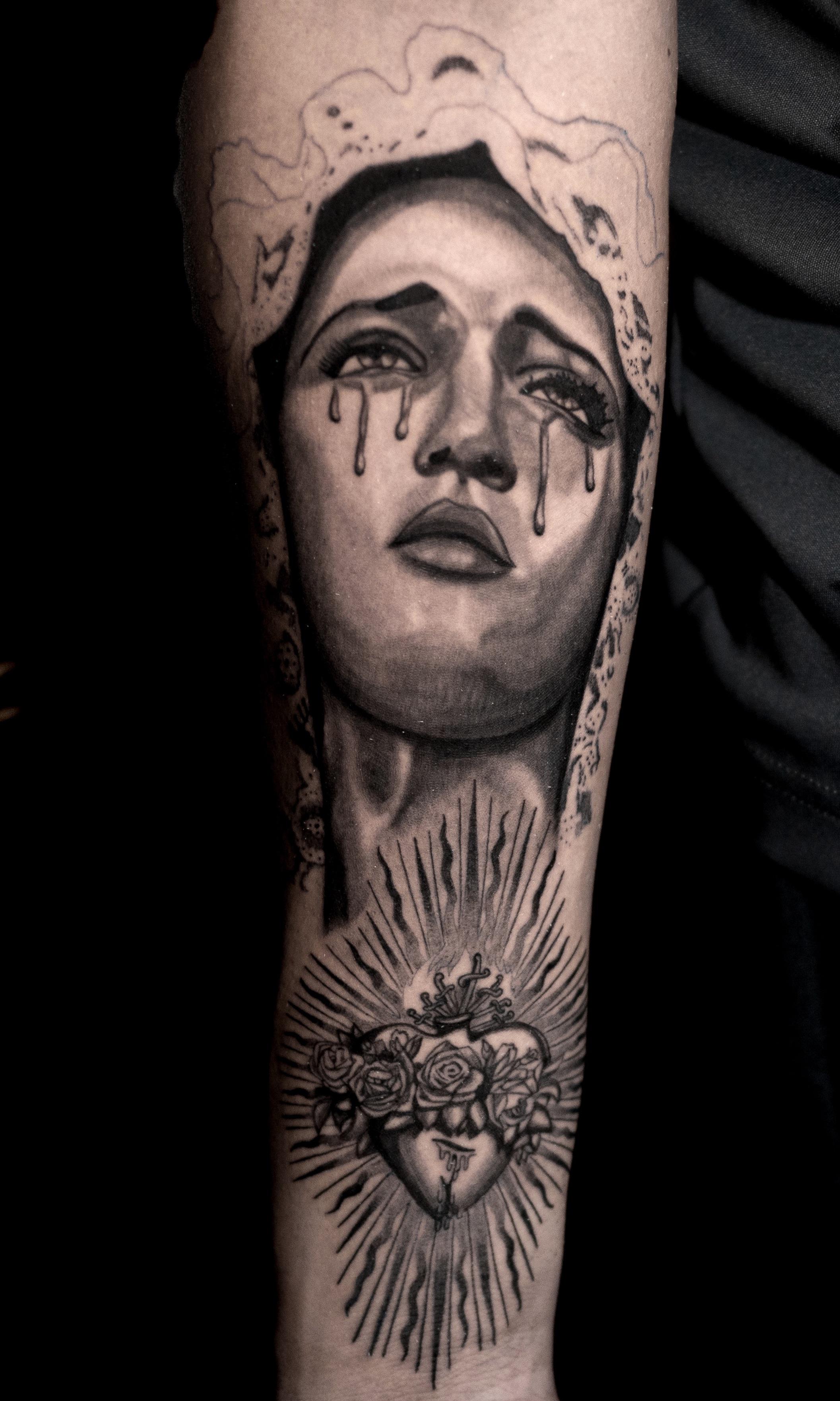 Mother Mary Crying Tattoo