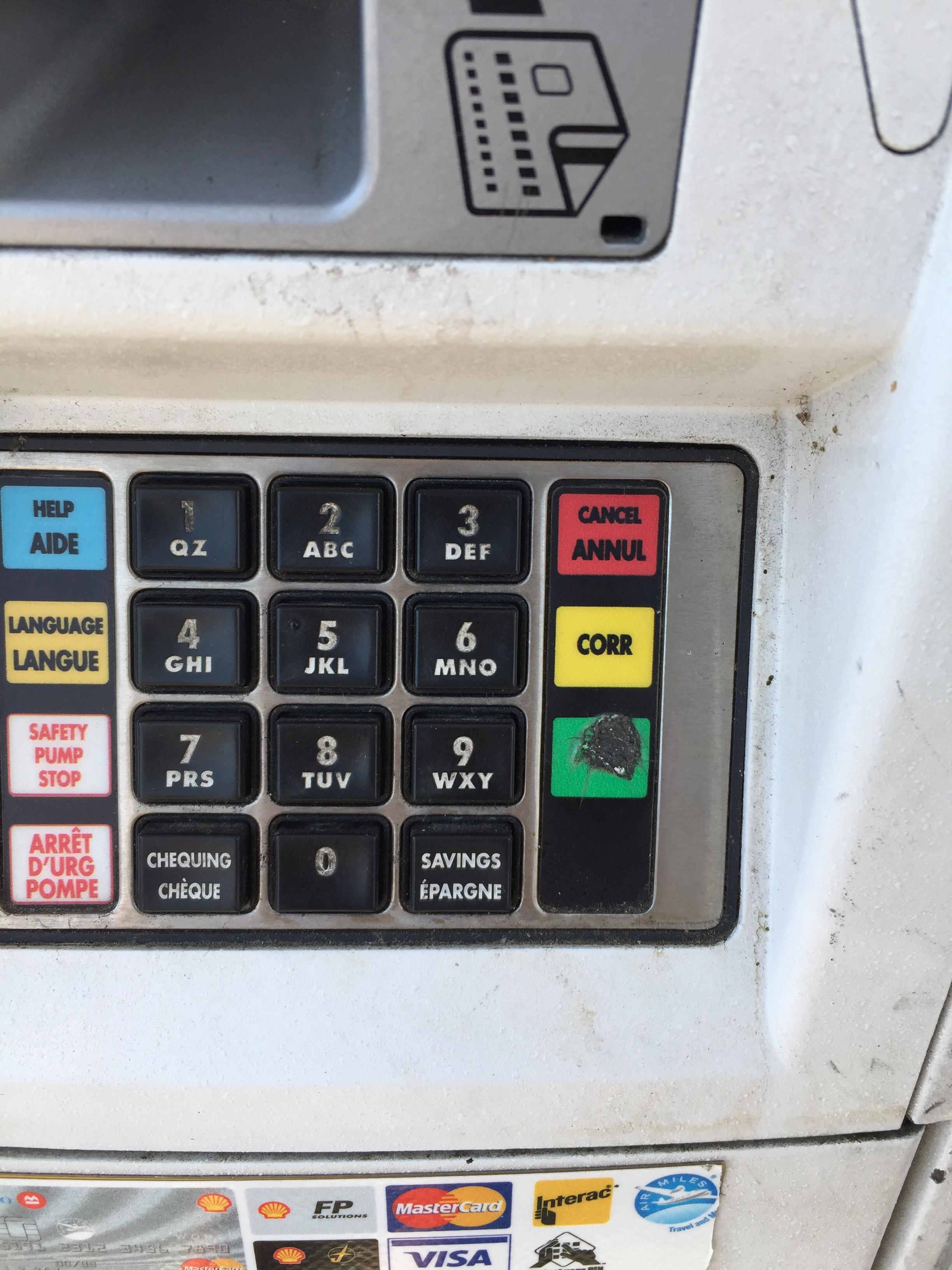 This gas pump's pin pad. r/Wellworn