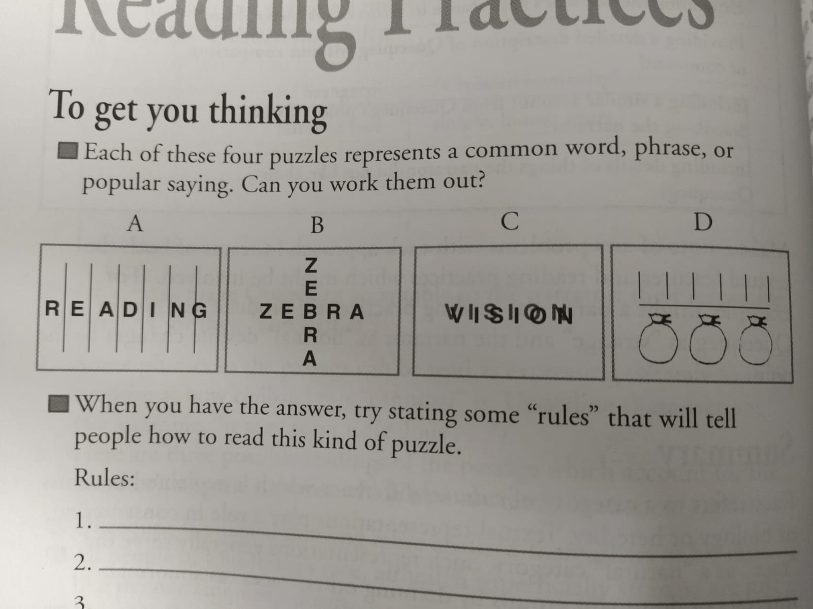 i was in english class and our teacher gave us this reading puzzle from