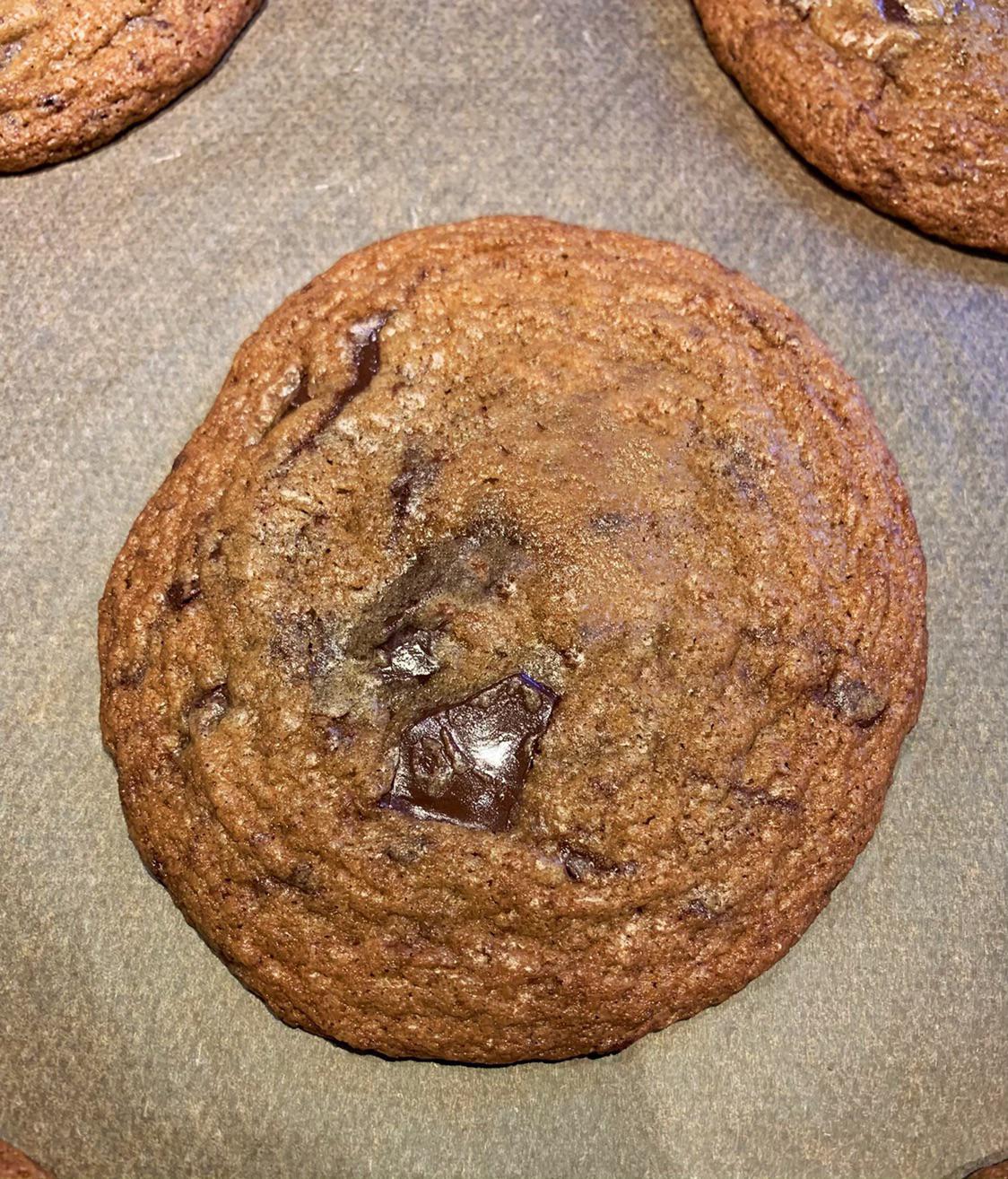 My girlfriend made giant chewy and gooey chocolate chip cookies! r