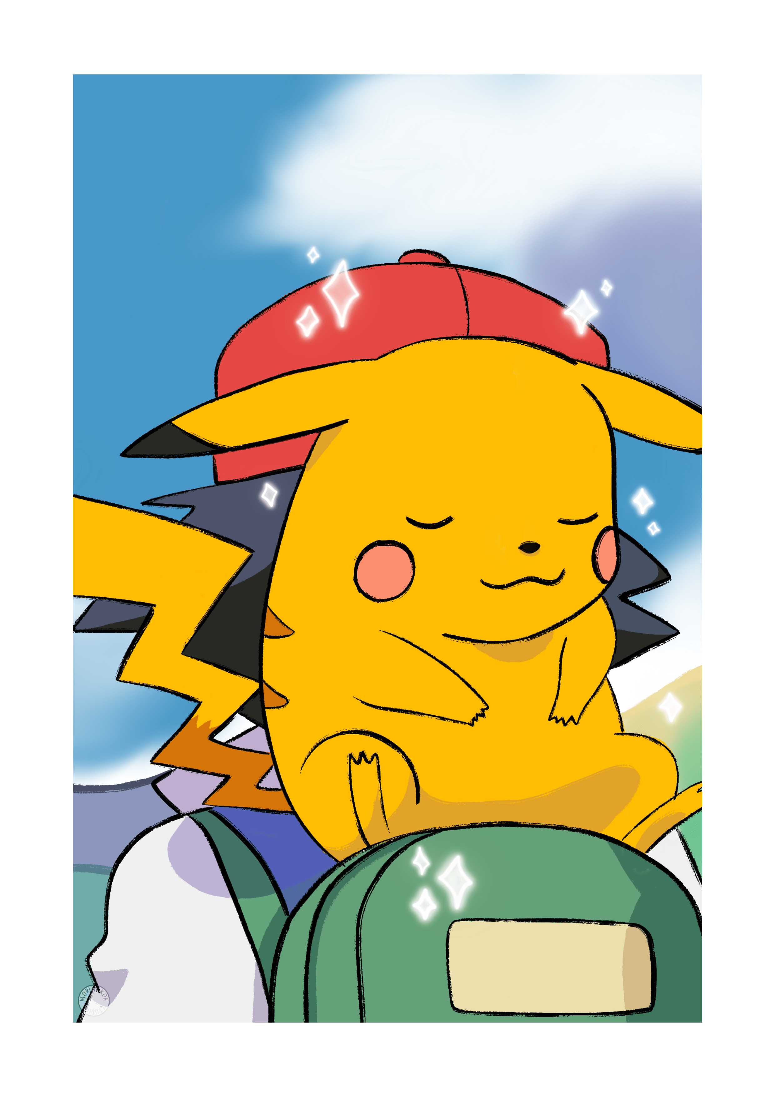 Ash & Shiny Pikachu 37 Redraws of the 1998 Japanese Bandai Carddass