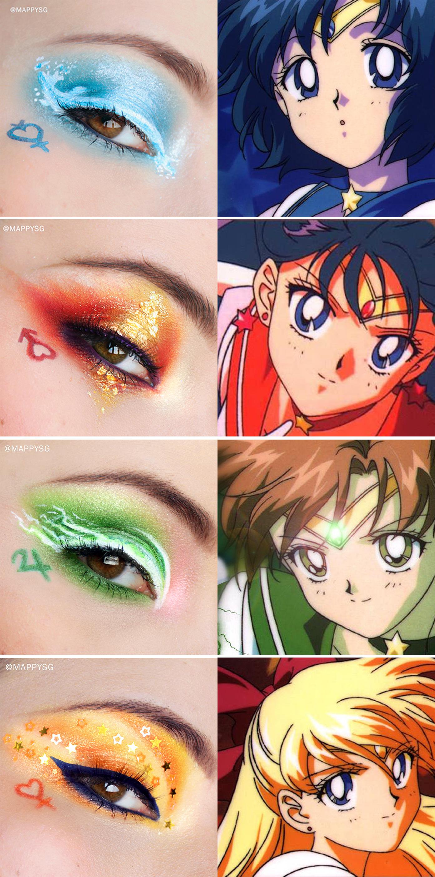 Sailor Moon Inspired Makeup Inner Senshi! by mappysg on IG r/sailormoon