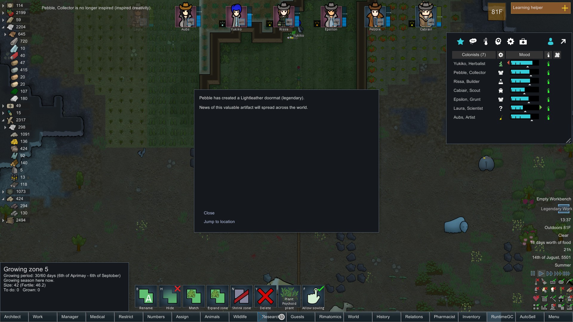 My first legendary item, a doormat! r/RimWorld