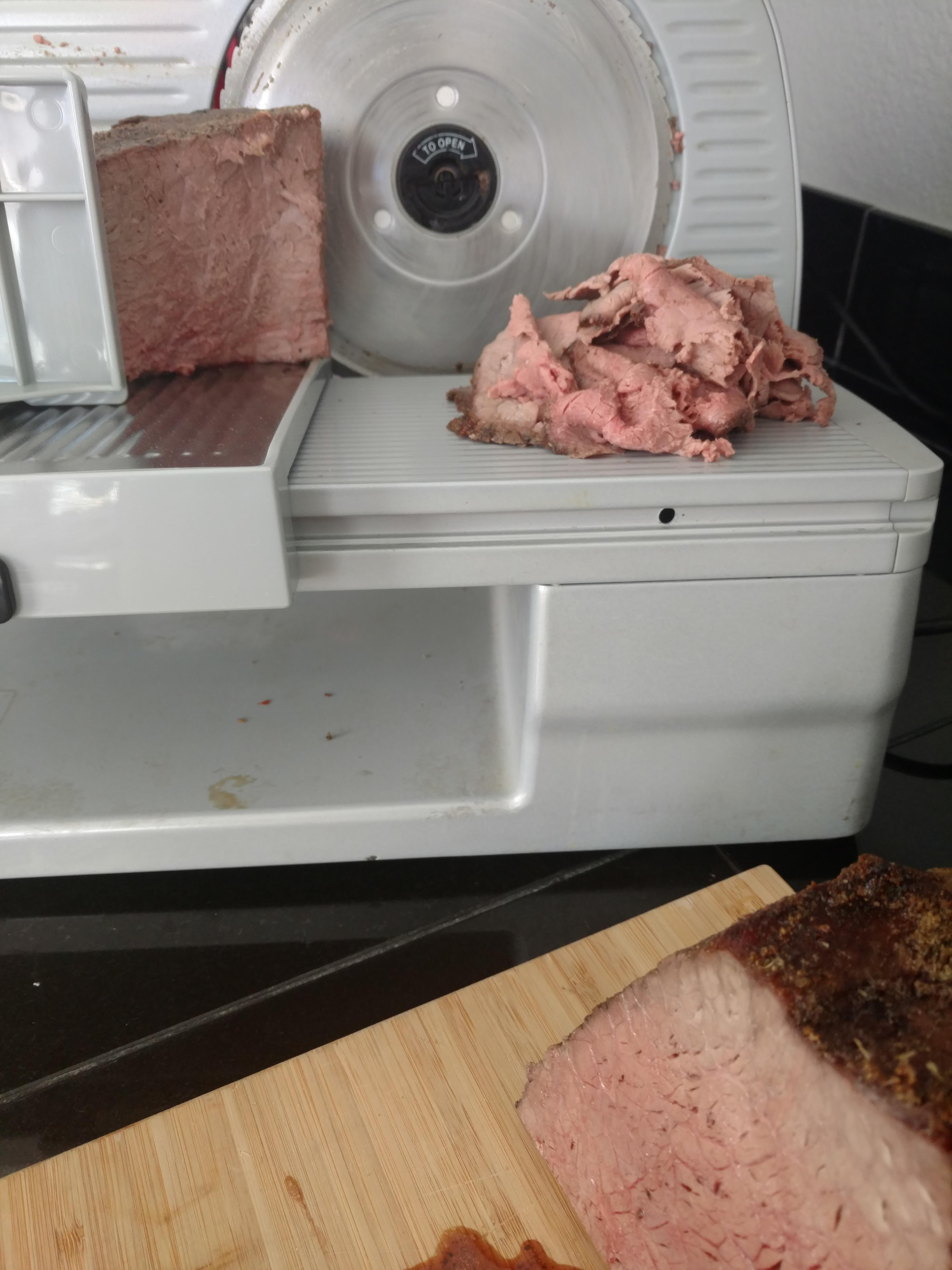 Found a deli slicer at goodwill. Made my own roast beef for the week. 2