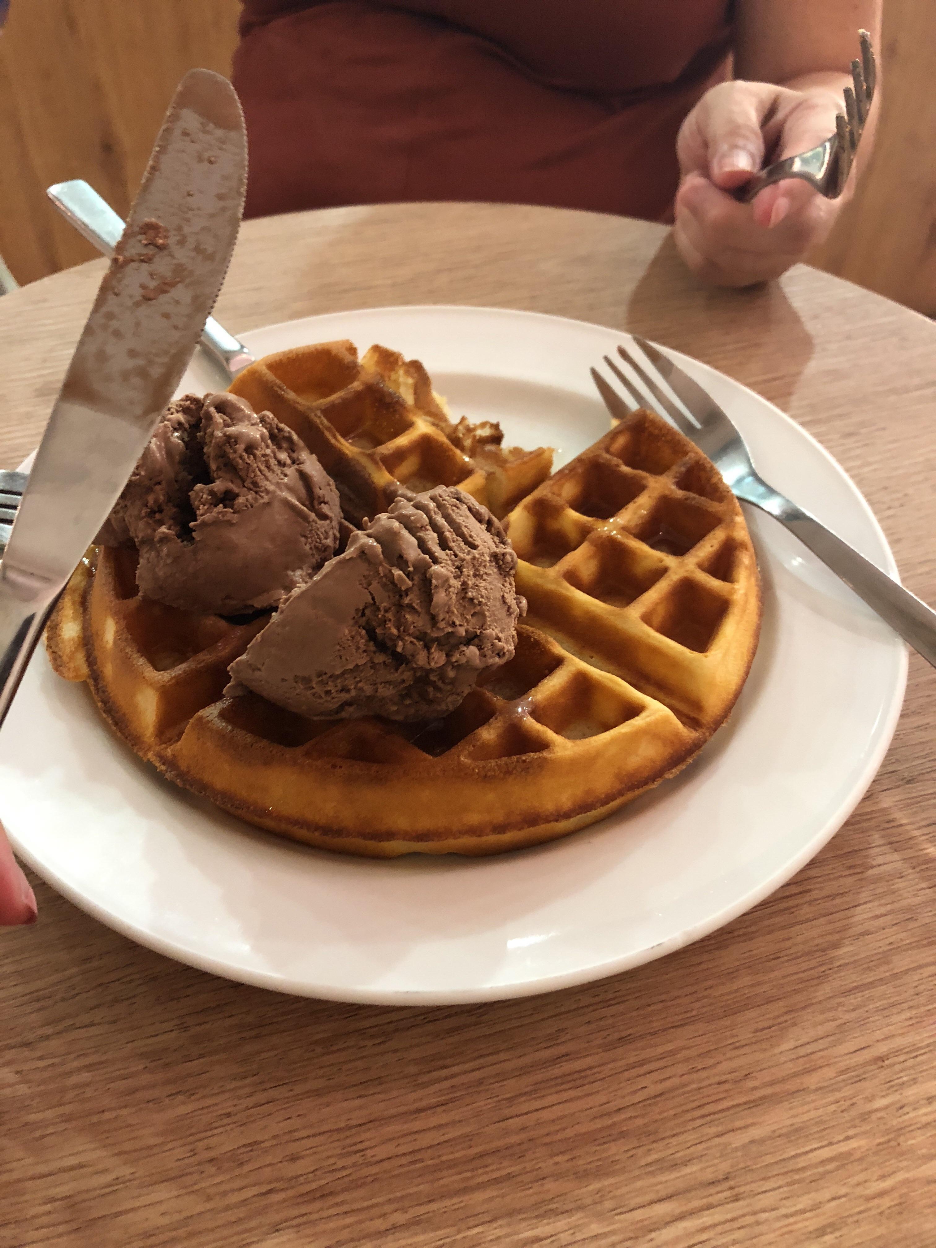 [I ate] Waffles with chocolate ice cream r/food