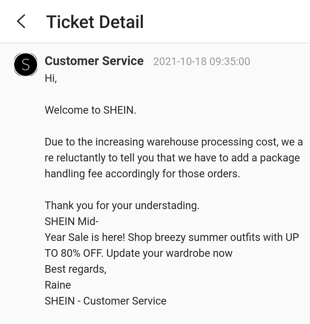 Sheins new "handling fee" charge in checkout. Thoughts on this? r/SHEIN_