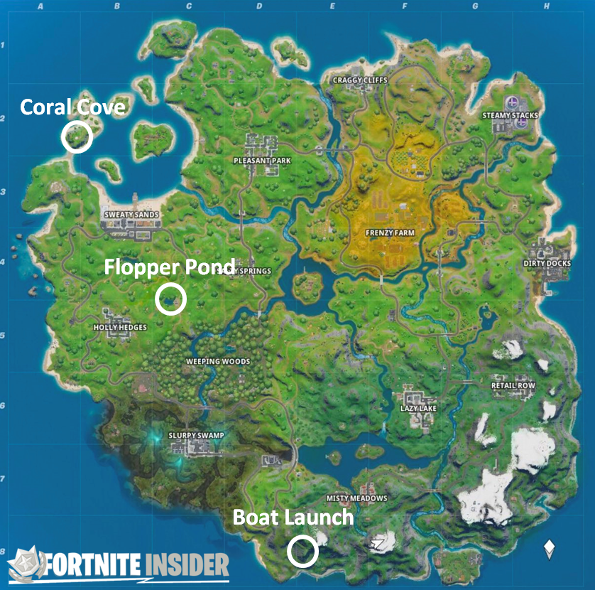 Boat Launch, Coral Cove & Flopper Pond Map Locations r/FortNiteBR