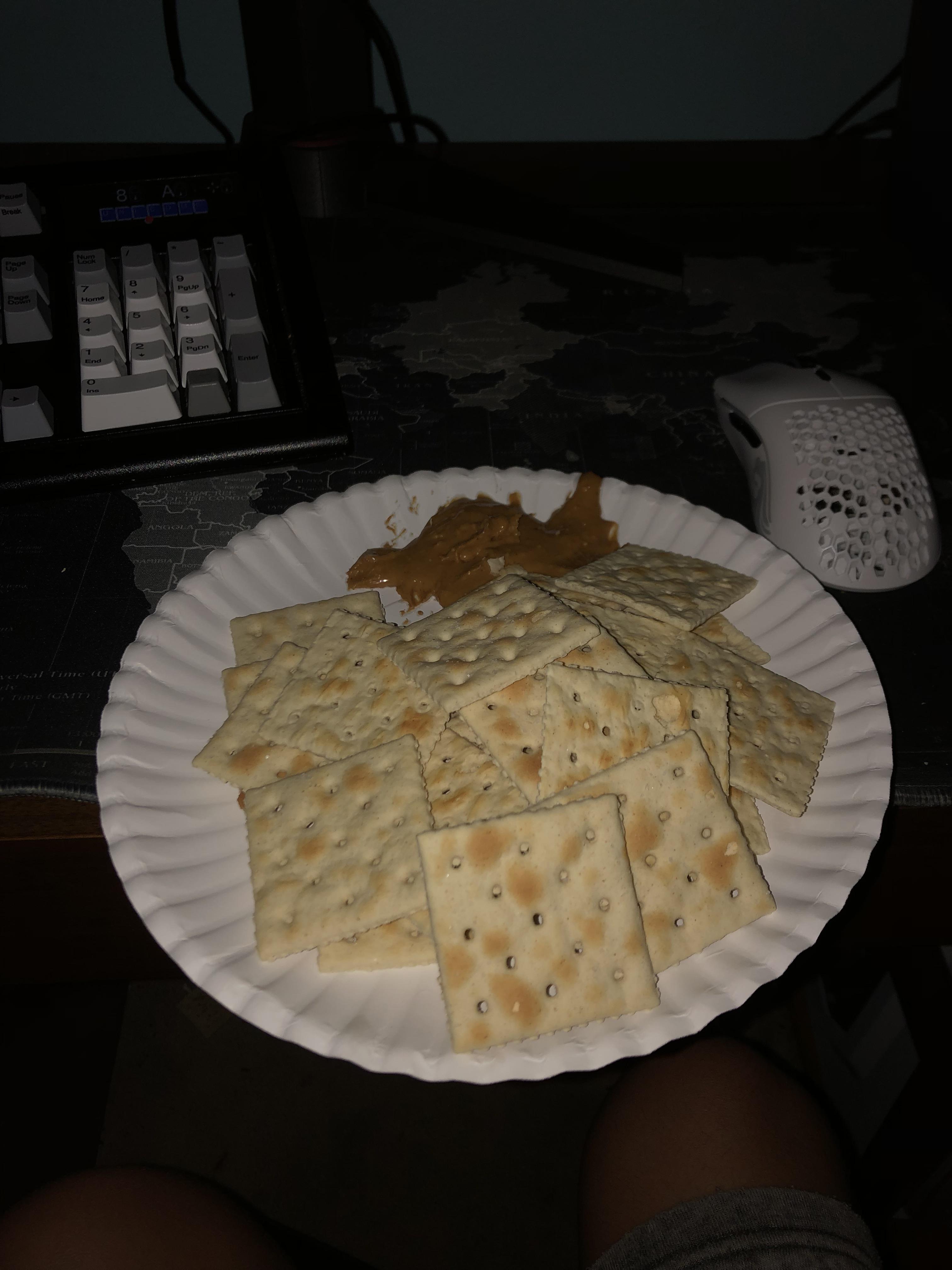saltine crackers with peanut butter yum!!! r/badfoodporn