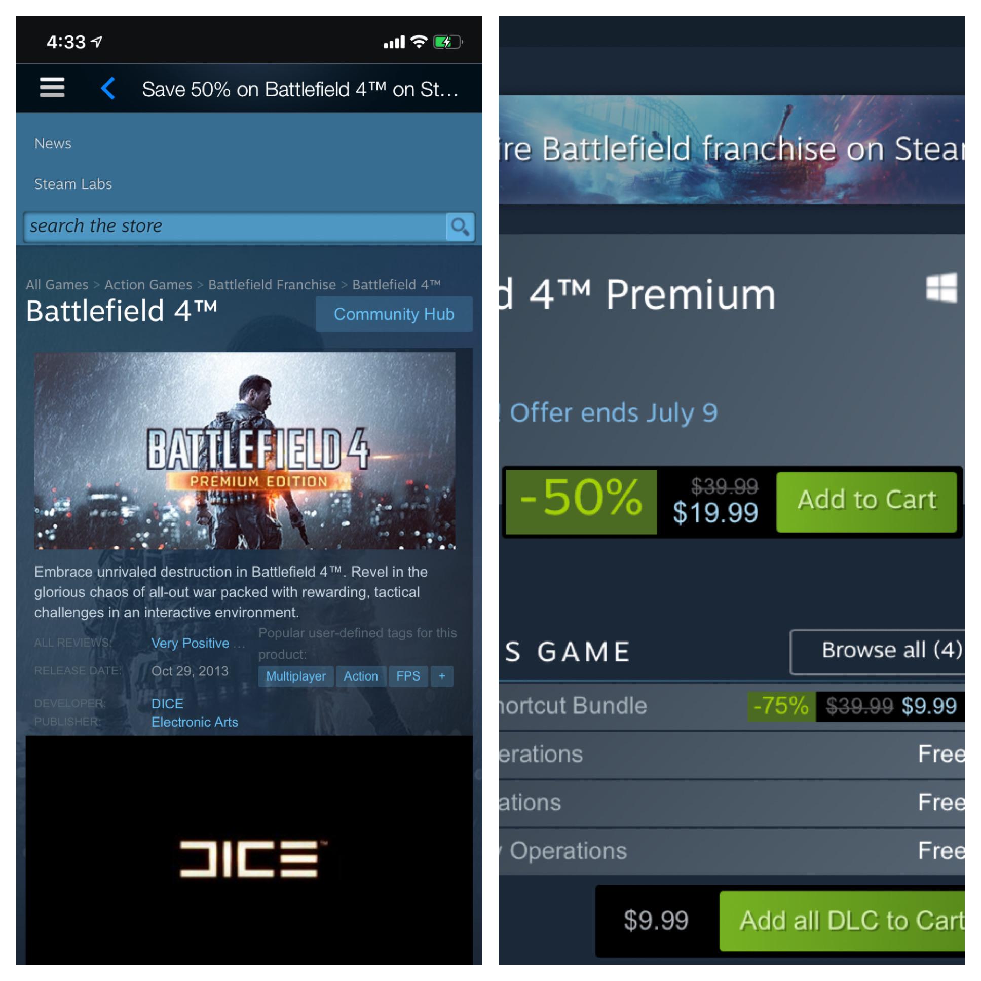 Battlefield 4 and ALL DLC maps/weapons are only 20 right now; if you