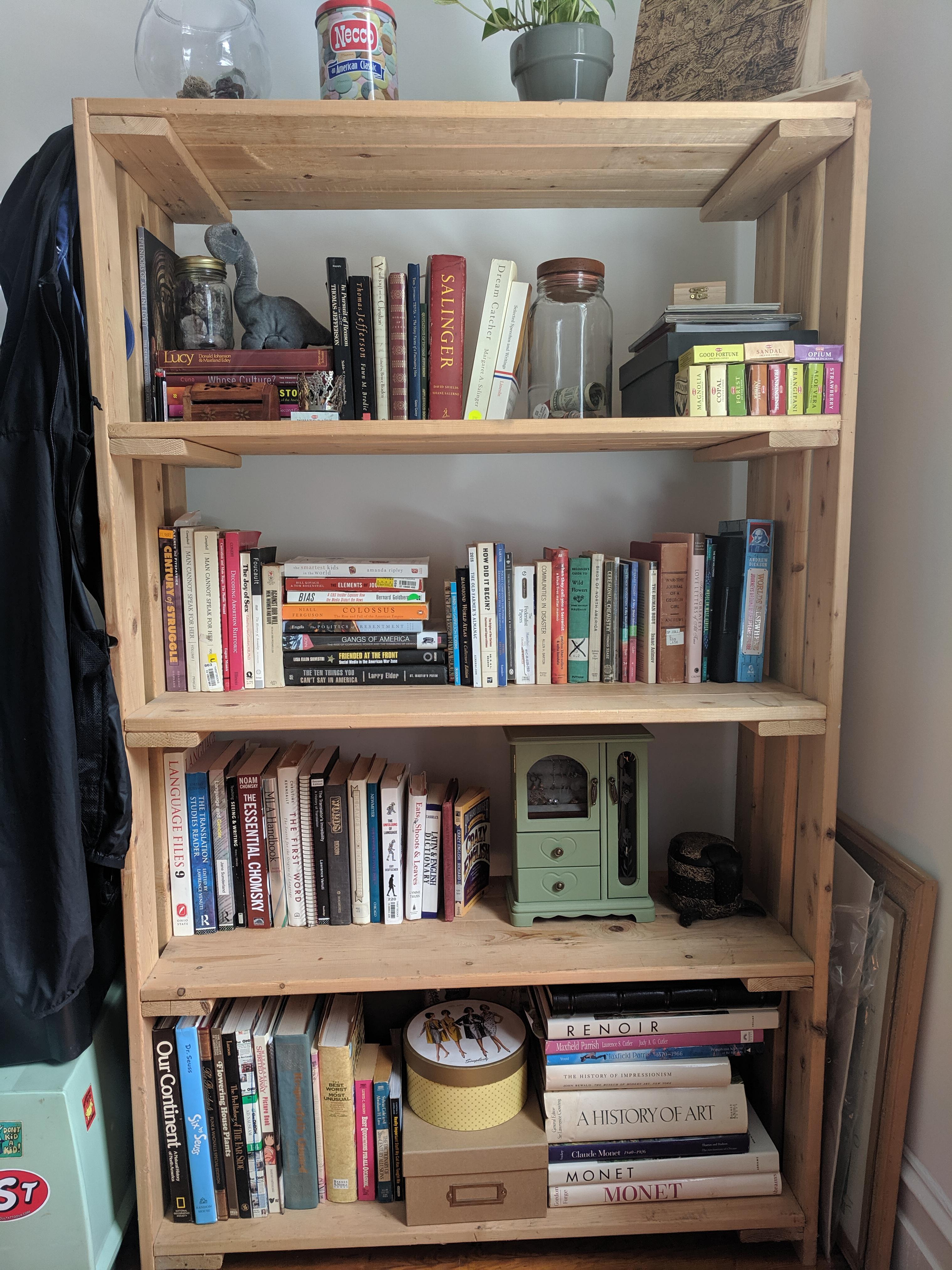 My nonfiction shelf! Also used as miscellaneous storage/display r