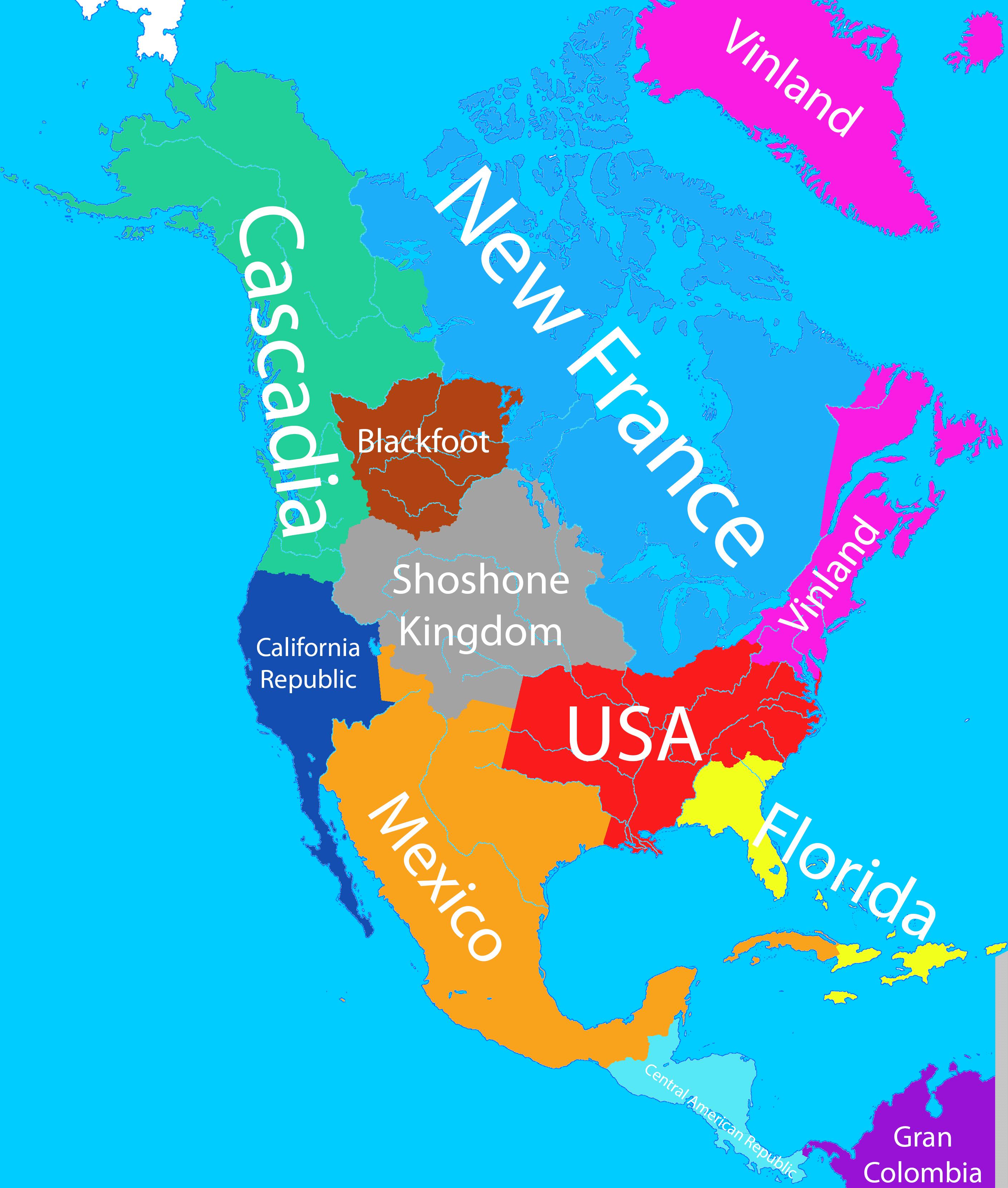 Alternate History America Map Alternate North America Alternate history, Infographic map