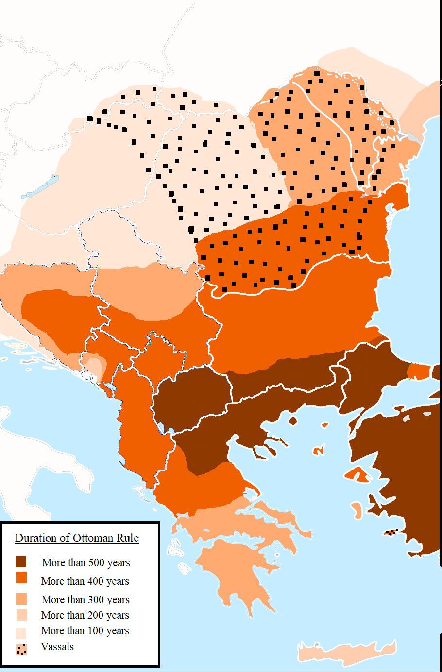 Duration of Ottoman rule in Southeast Europe, 100500 years. r/AskBalkans
