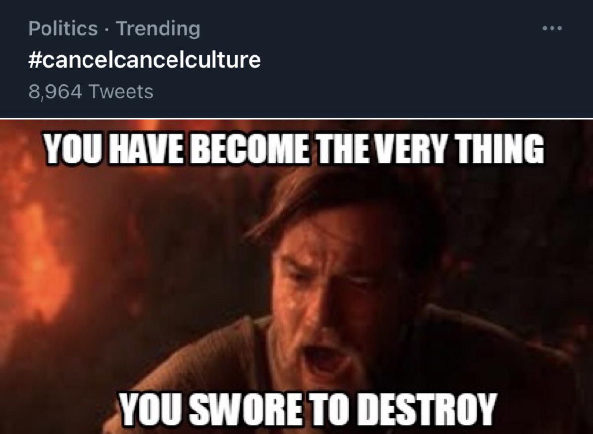 They used the cancel culture to destroy the cancel culture. memes