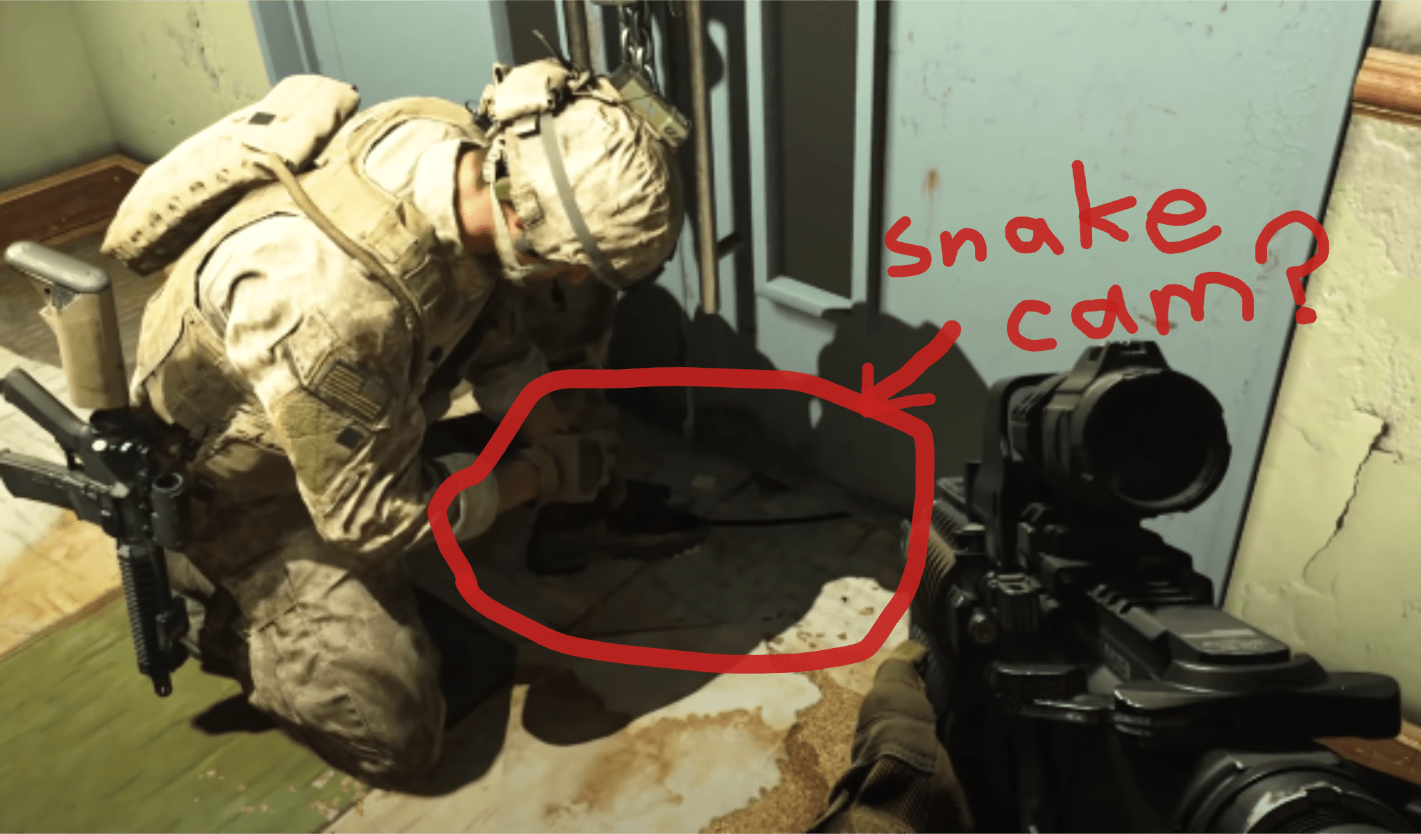 Under door cameras/snake cam's? Basically a camera on a stick that can