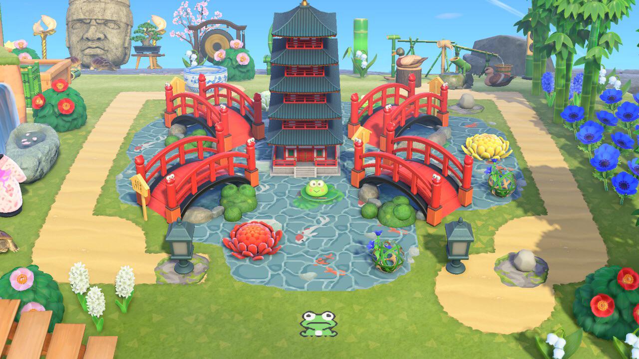 Added the kerokerokeroppi bridges and a pagoda to my zen area, think it