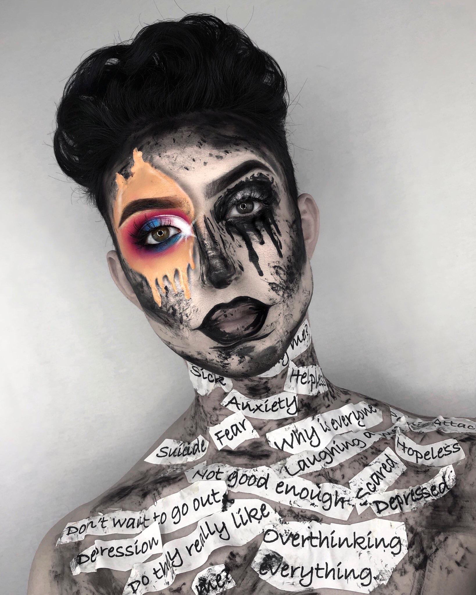 The makeup is impressive and the message of mental health being an internal thing is important