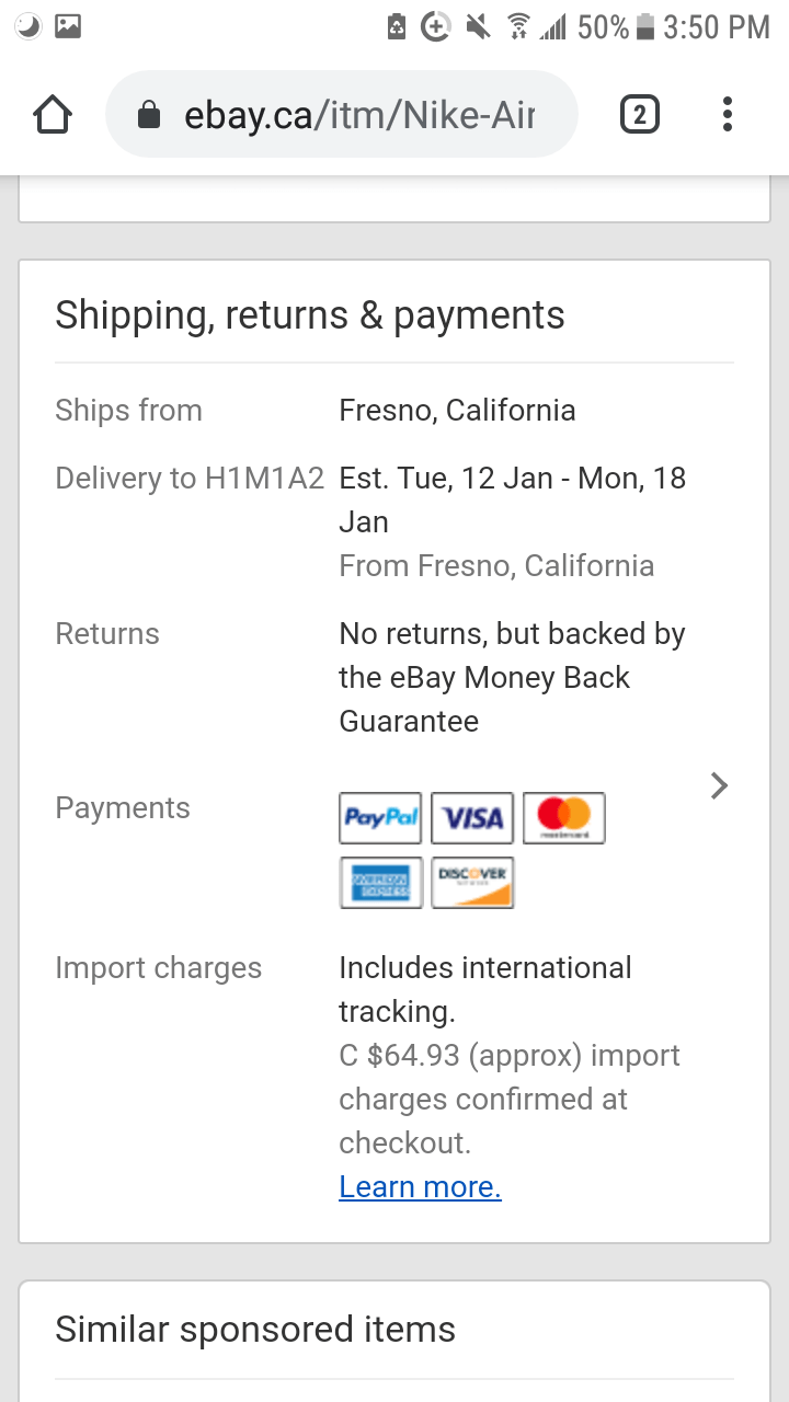 Is import charges included in the item I want to buy or the shipping