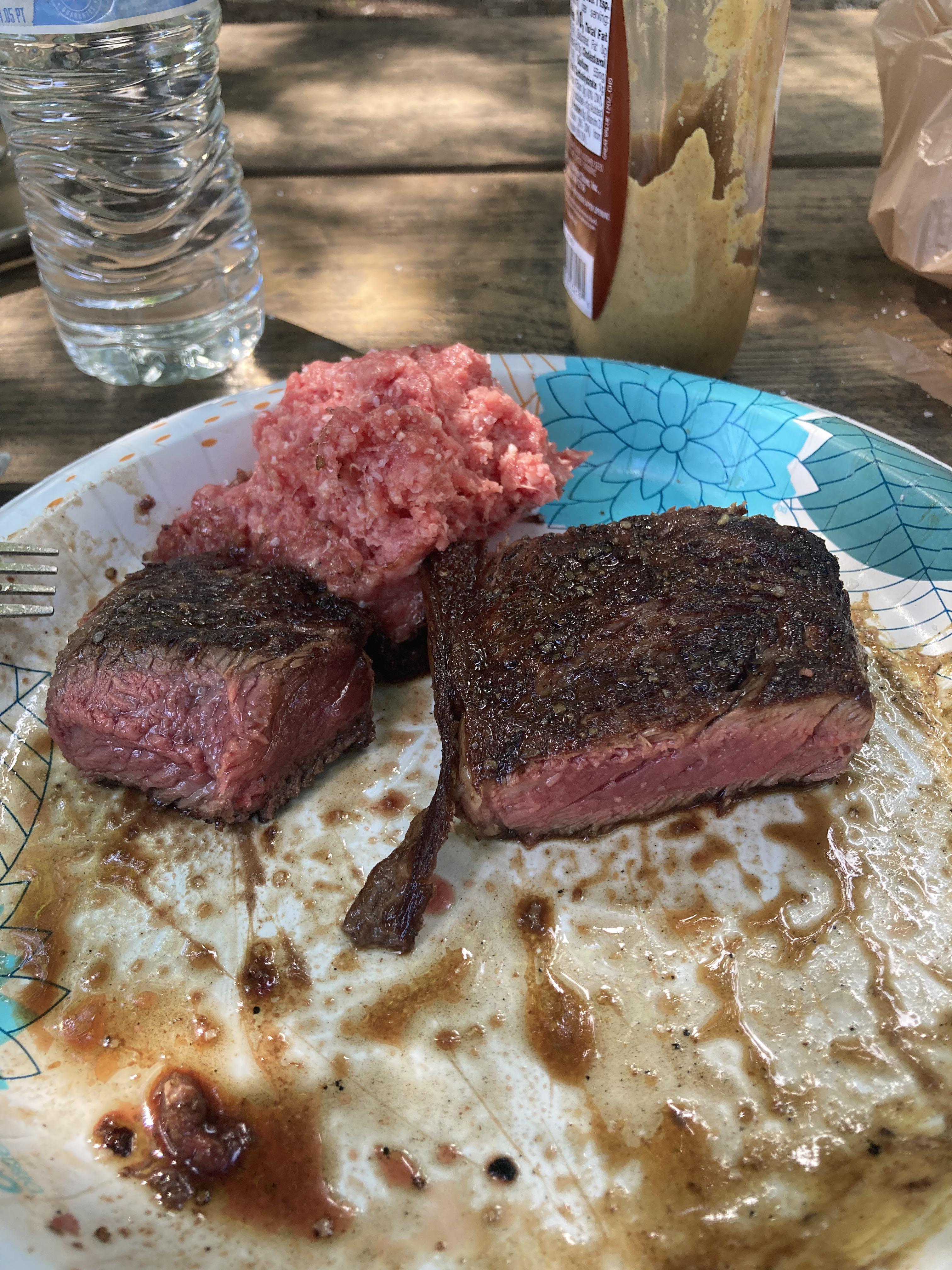 Sirloin, steak tartare, and New York strip. r/steak