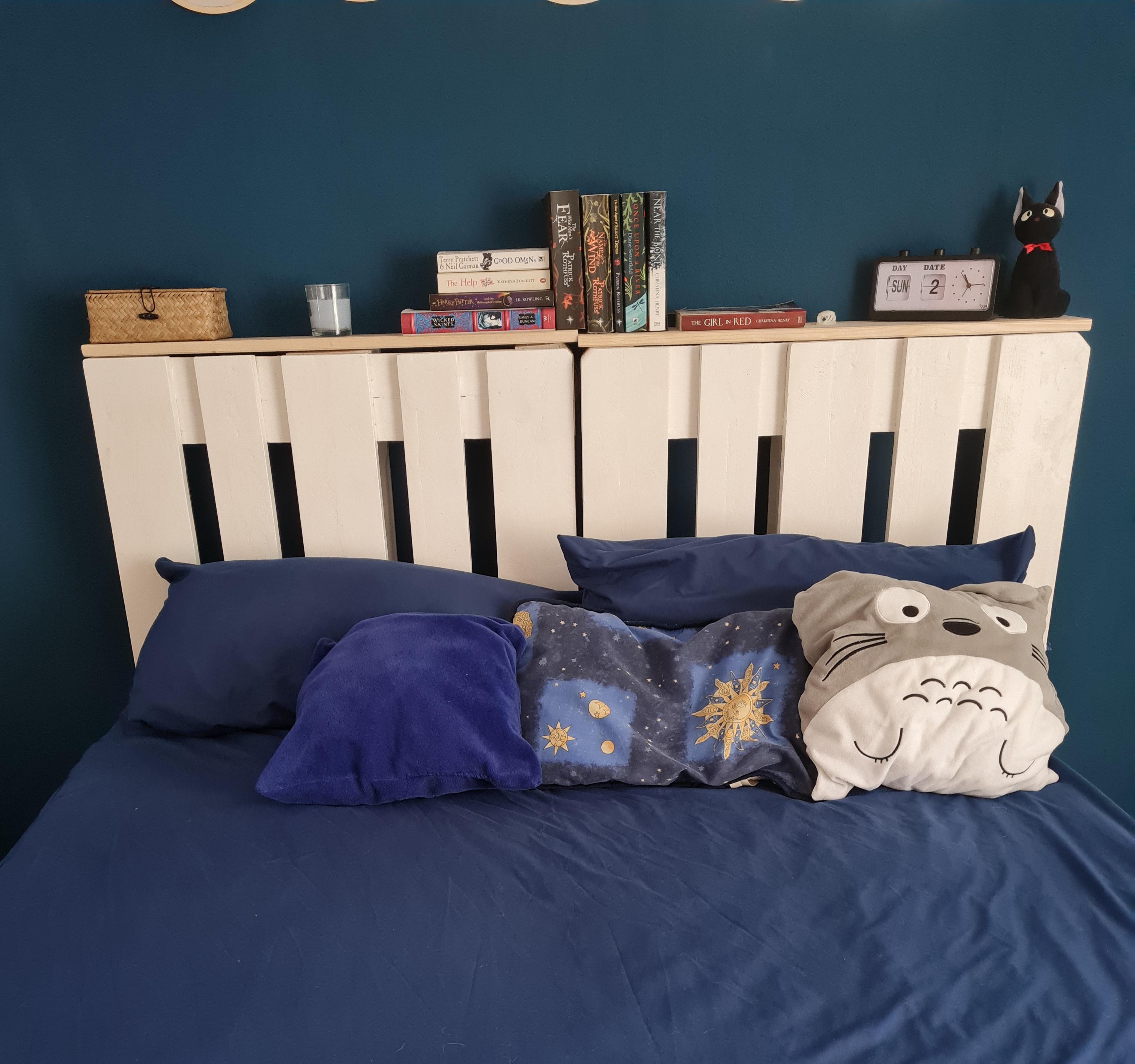 To the lady with the pallet bed. I made a headboard out of pallet as I