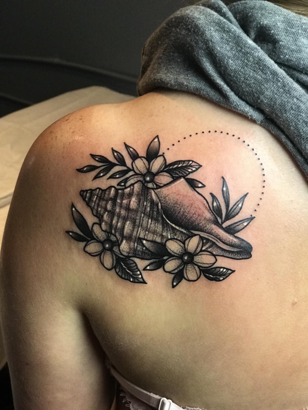 Conch Shell tattoo by Natalie Davis at Defining Skin in Columbus Ohio
