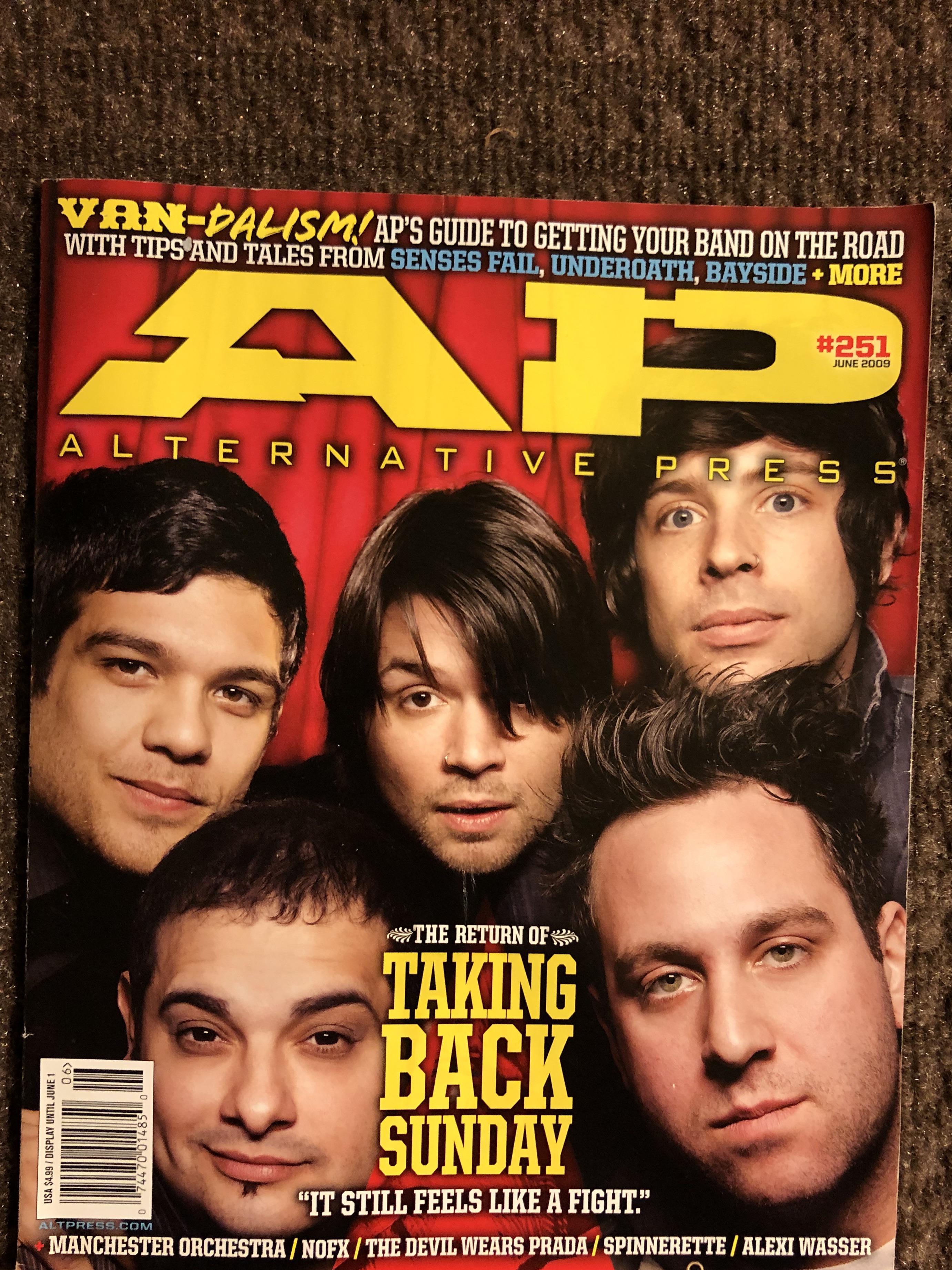 Alternative Press Magazine featuring Taking Back Sunday on the cover