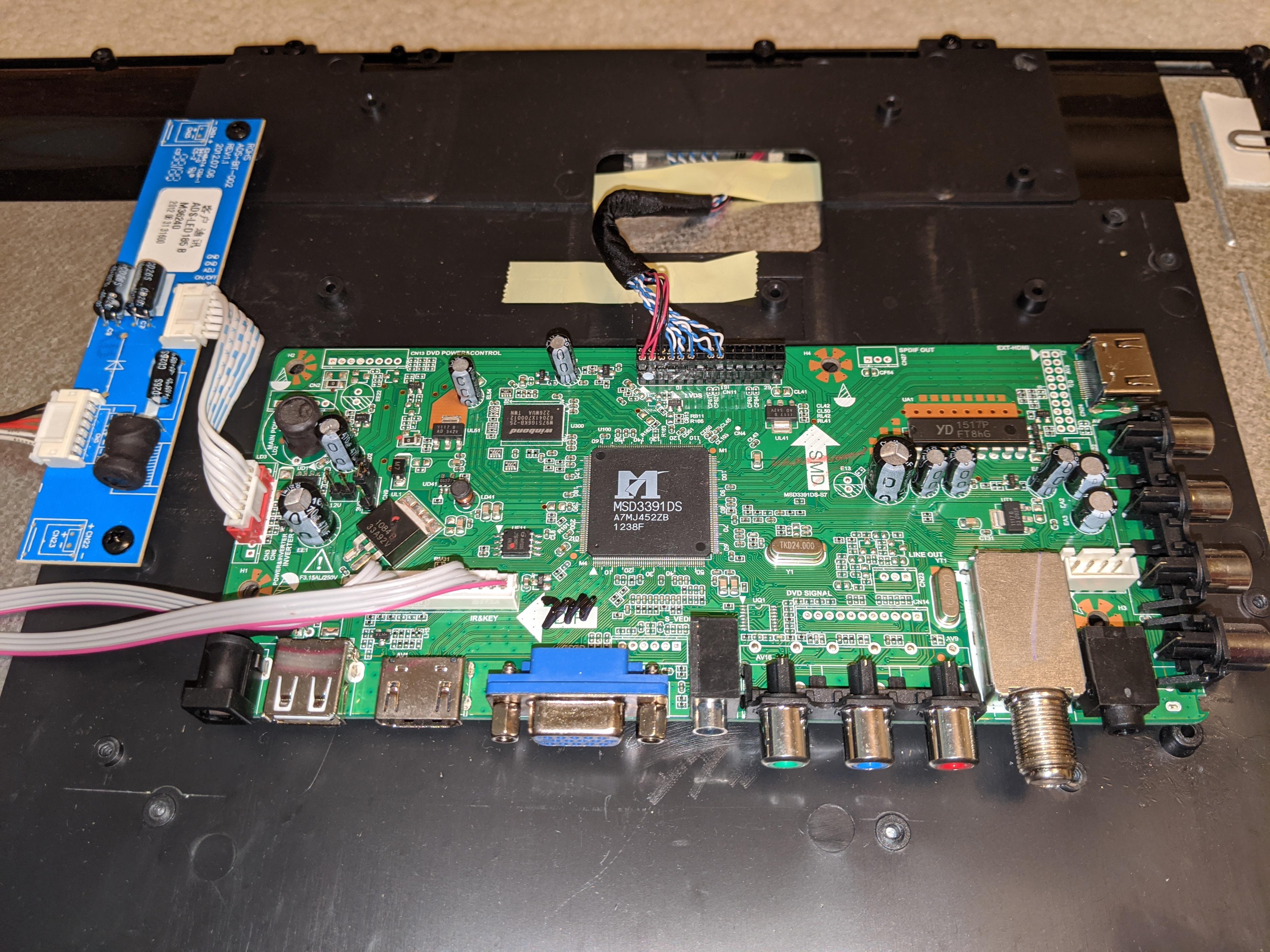 19" Apex LED TV doesn't start up at all, caps look ok and the 12v power