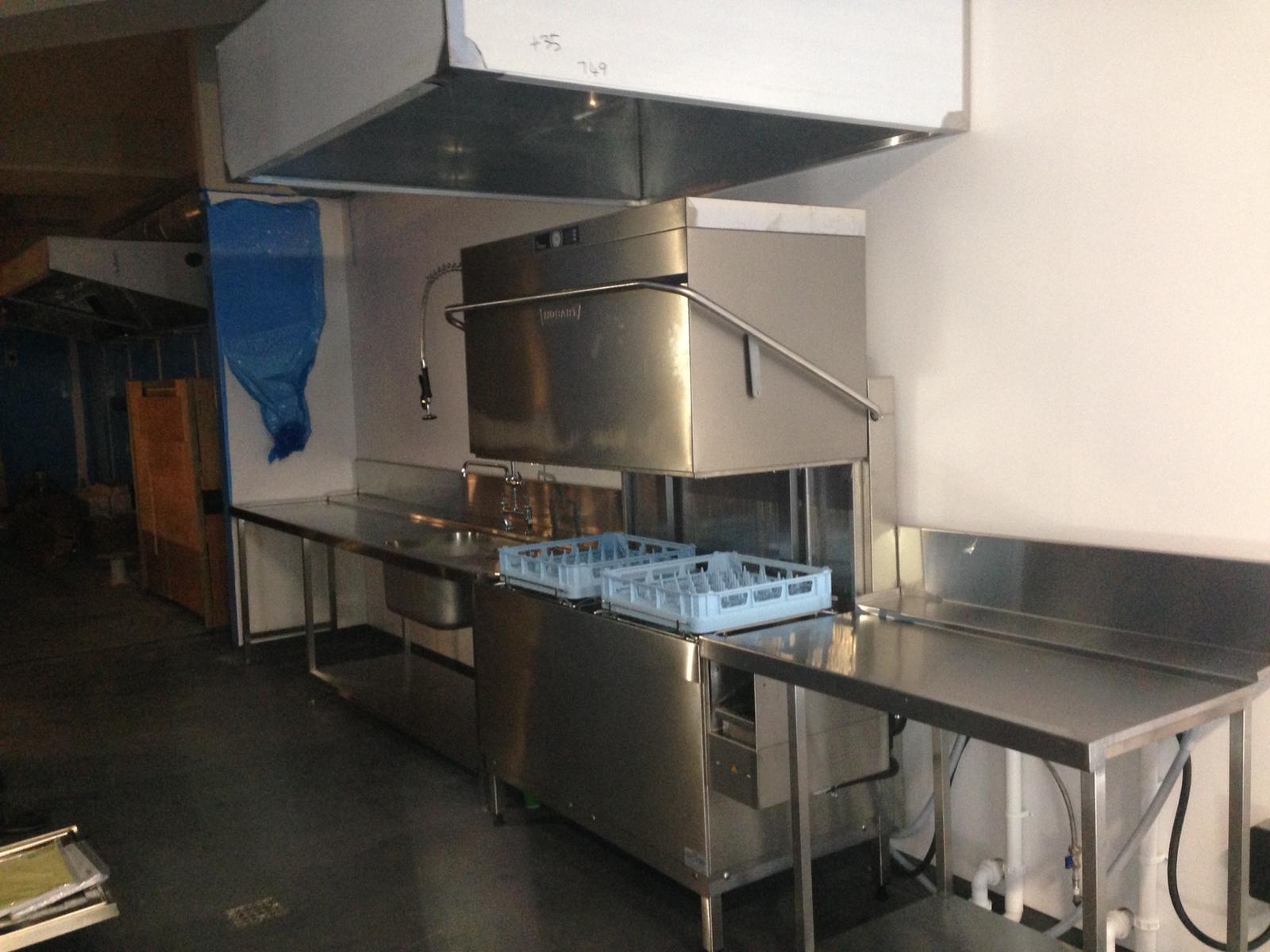 Last weeks install. Inlet table with sink and prespray, Hobart AUPT