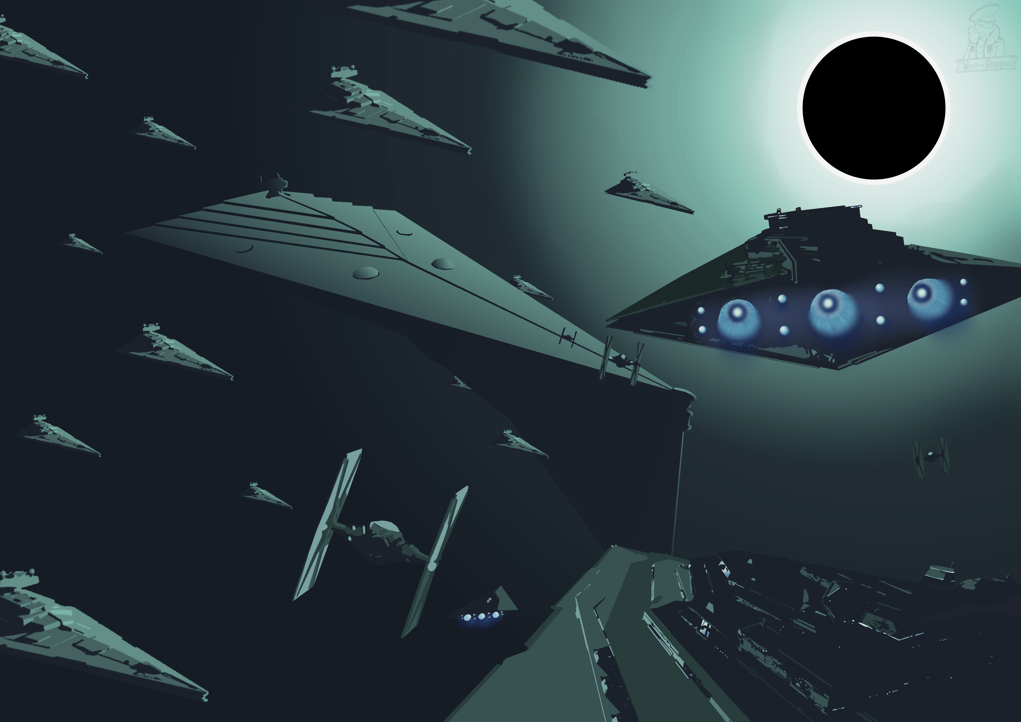 "First Order's discovery of the Eclipse Dreadnought"(fan art). After a