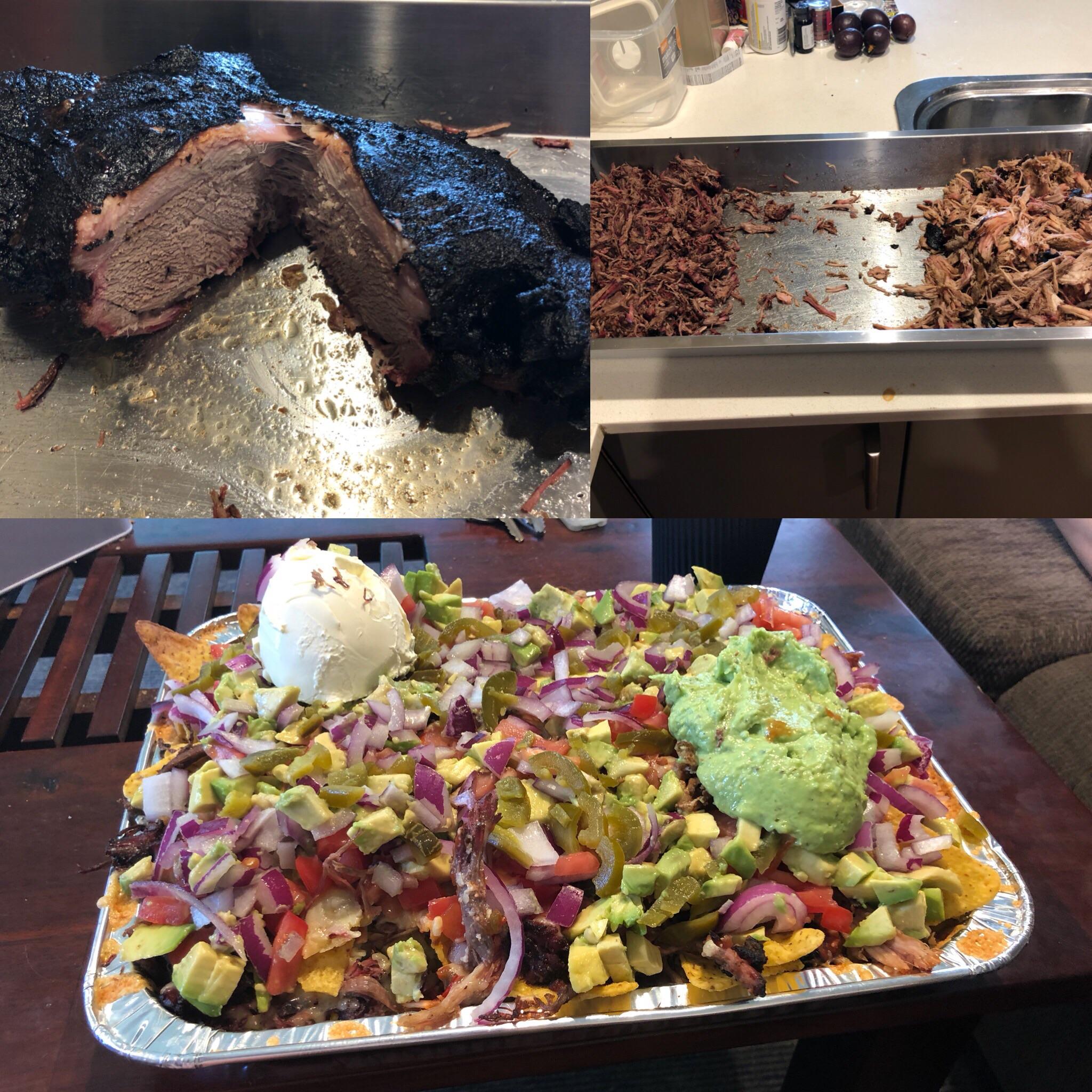 [Homemade] Smoked pork shoulder and beef chuck nachos. r/food