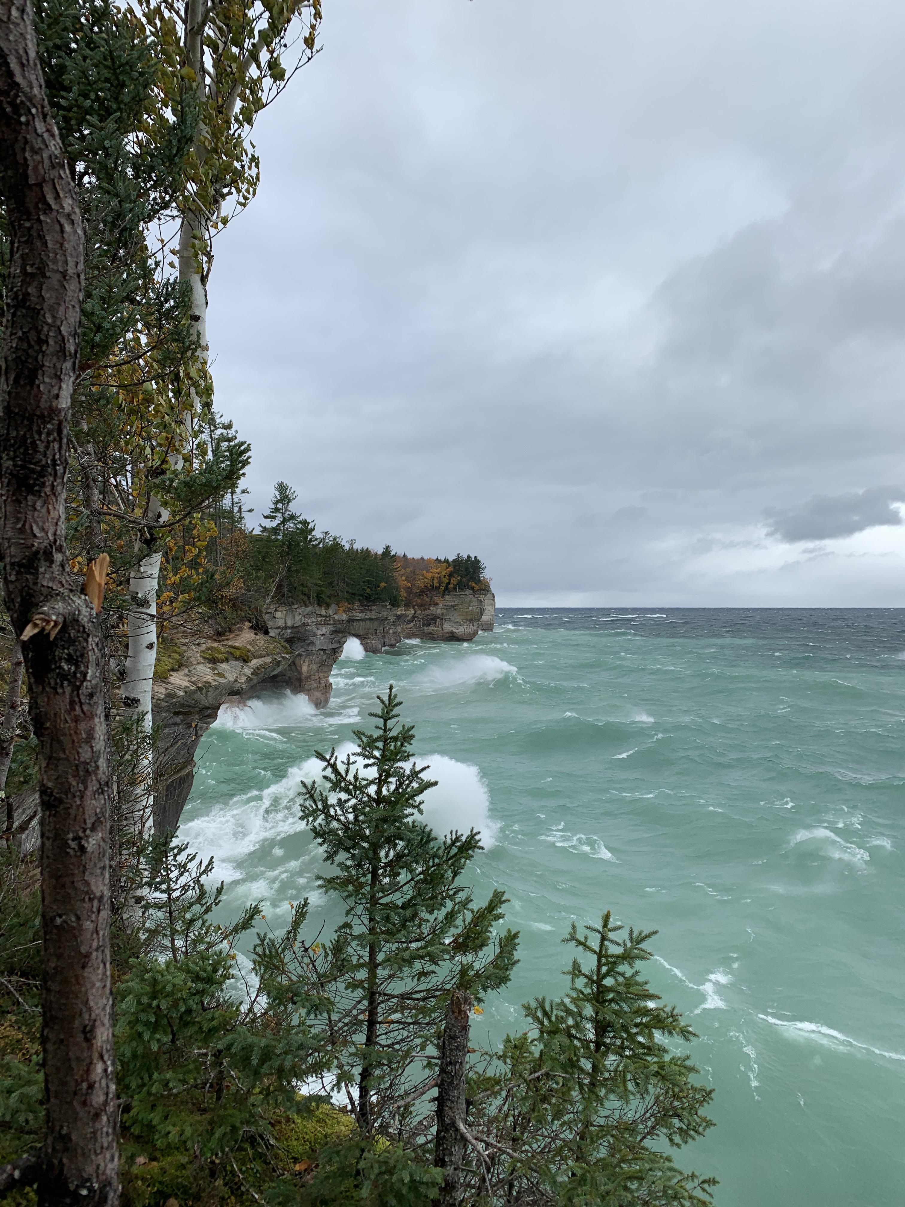 Pictured Rocks, Upper Peninsula, Michigan During A Windstorm [4280x2600