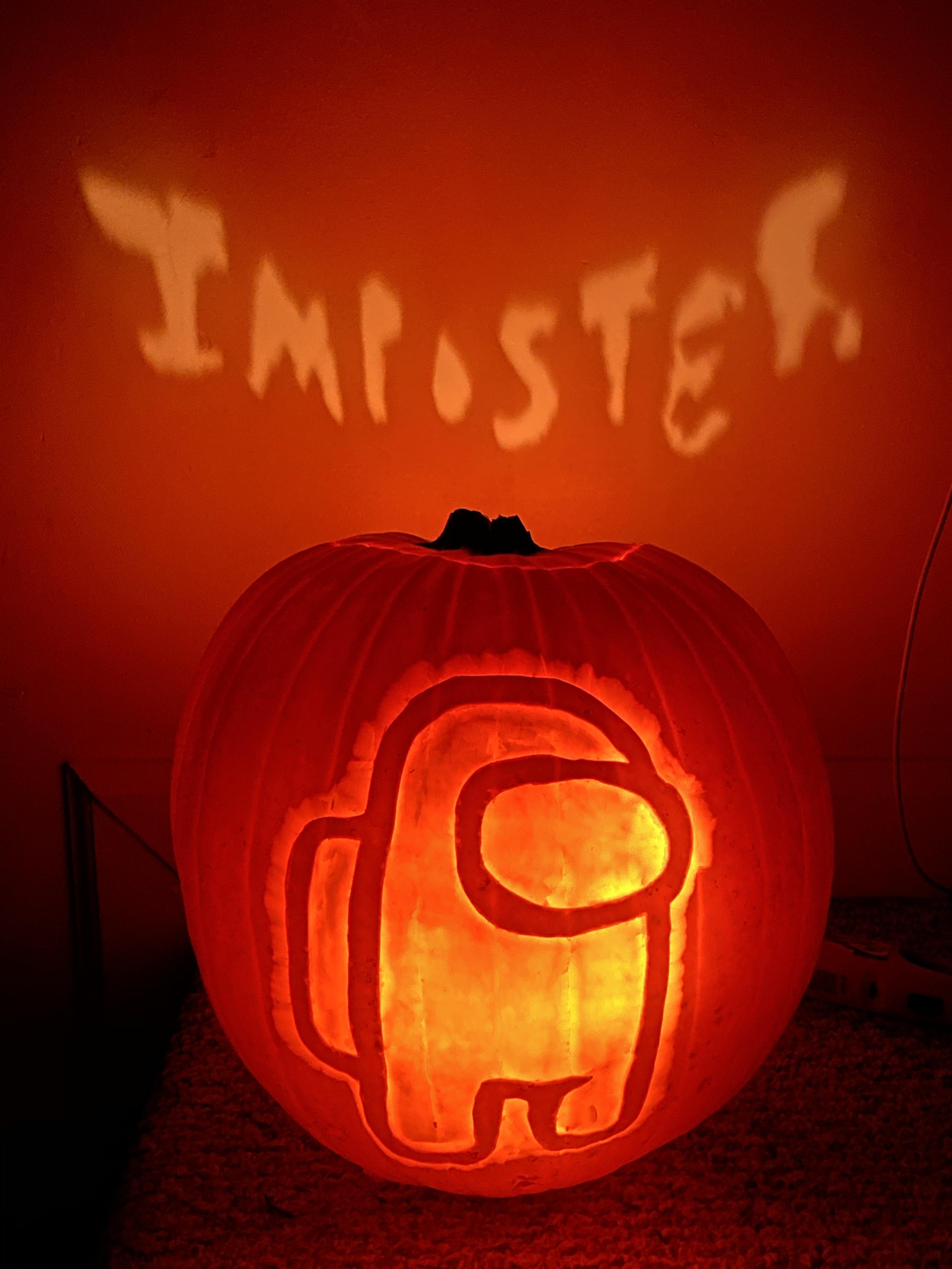 Tried my hand at an Among Us pumpkin carving this year! r/gaming