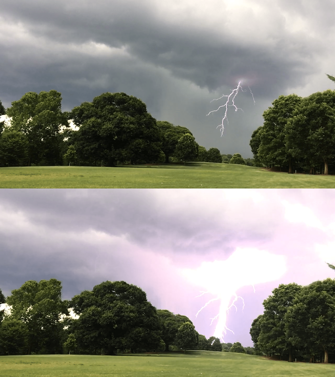 🔥 Two consecutive frames of a lightning strike, Piedmont Park, Atlanta