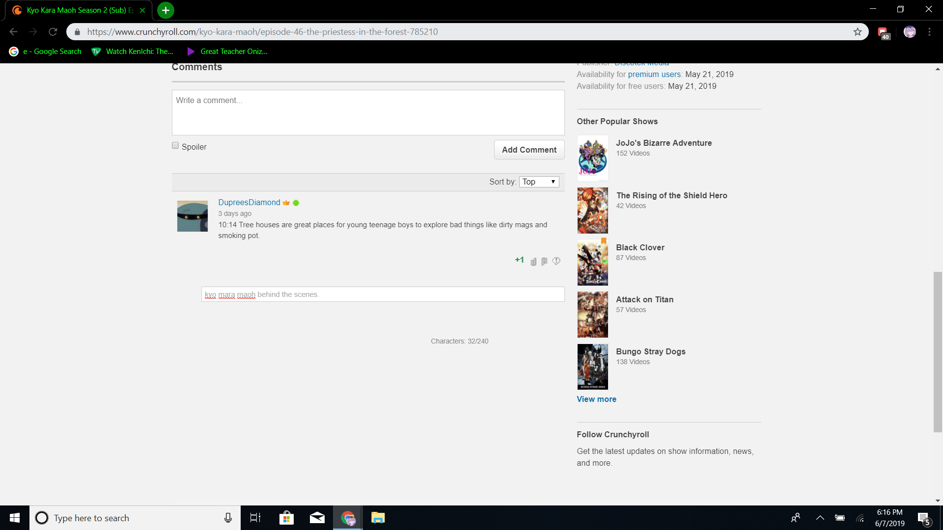 when you cant comment that one post Crunchyroll