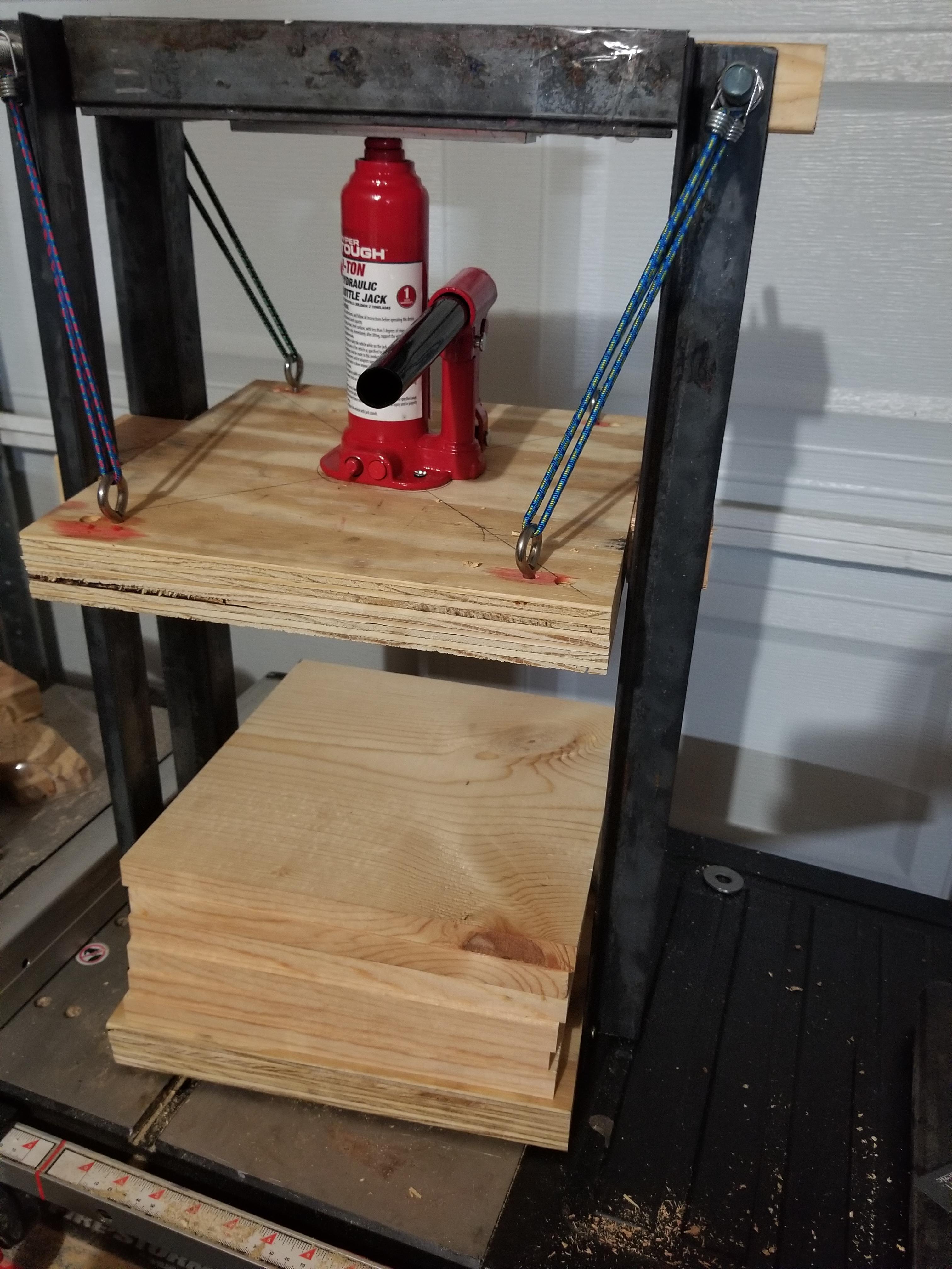 Just finished making my new bottle jack press for processing HDPE