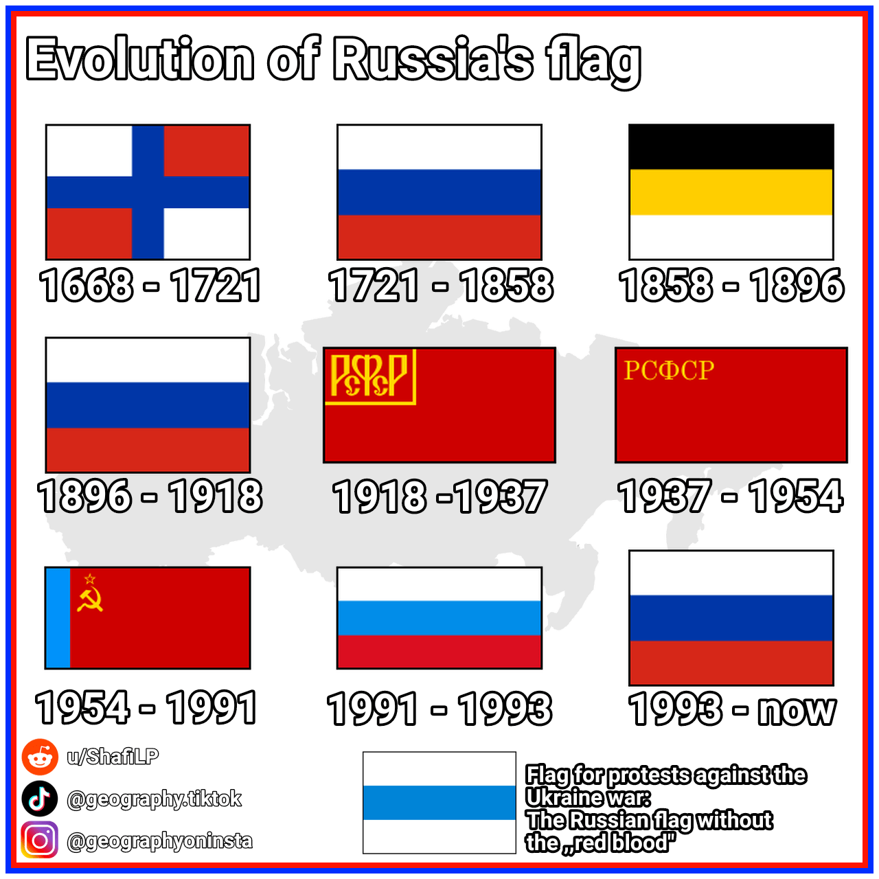 Evolution of Russia's flag My favourite is the Russian Empire's one