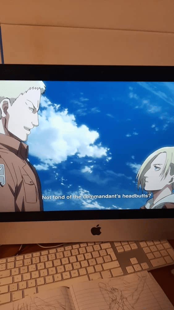 I managed to make my friend start watching AOT and today he sent me