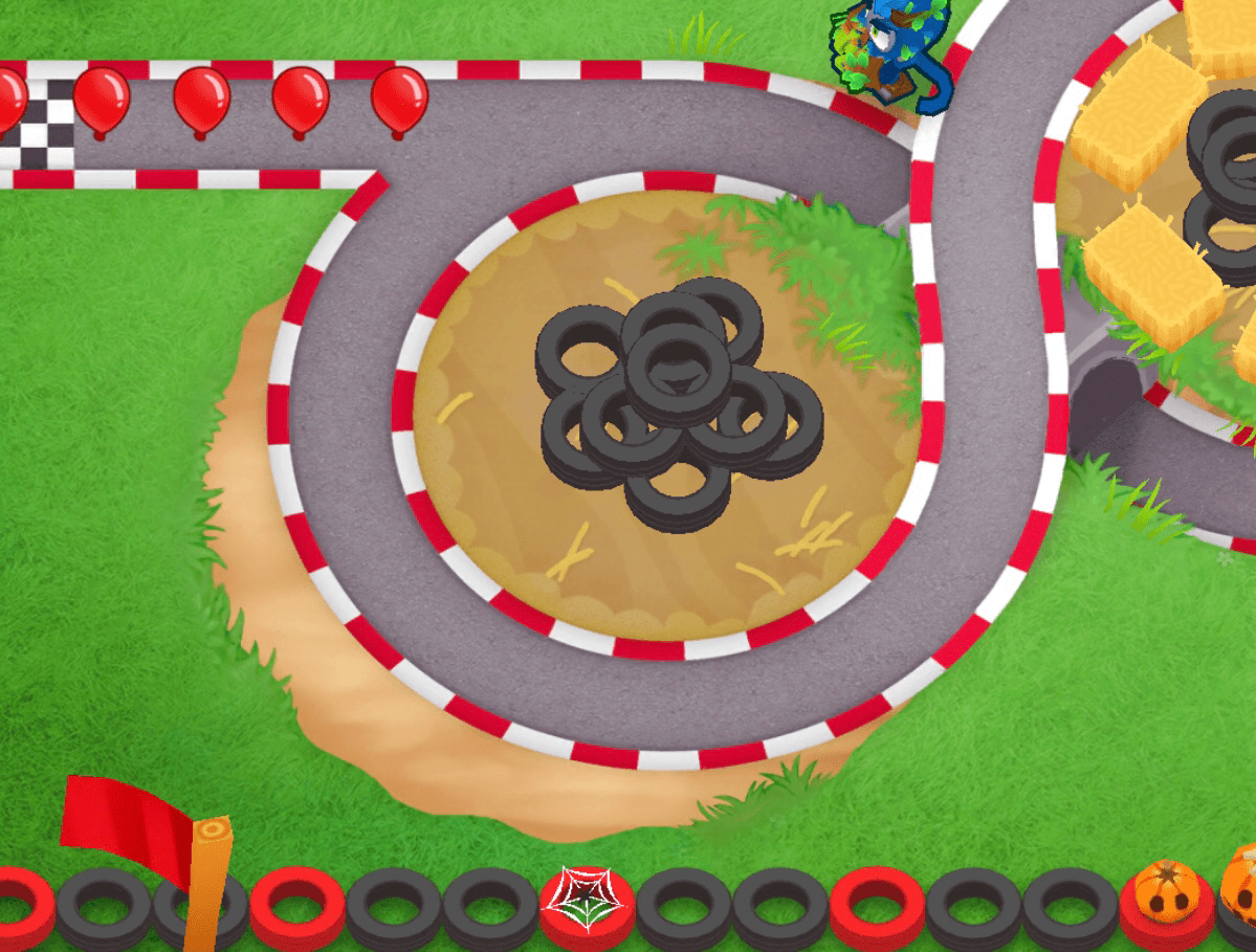 I managed to get rid of the hay bales in karts n darts r/btd6