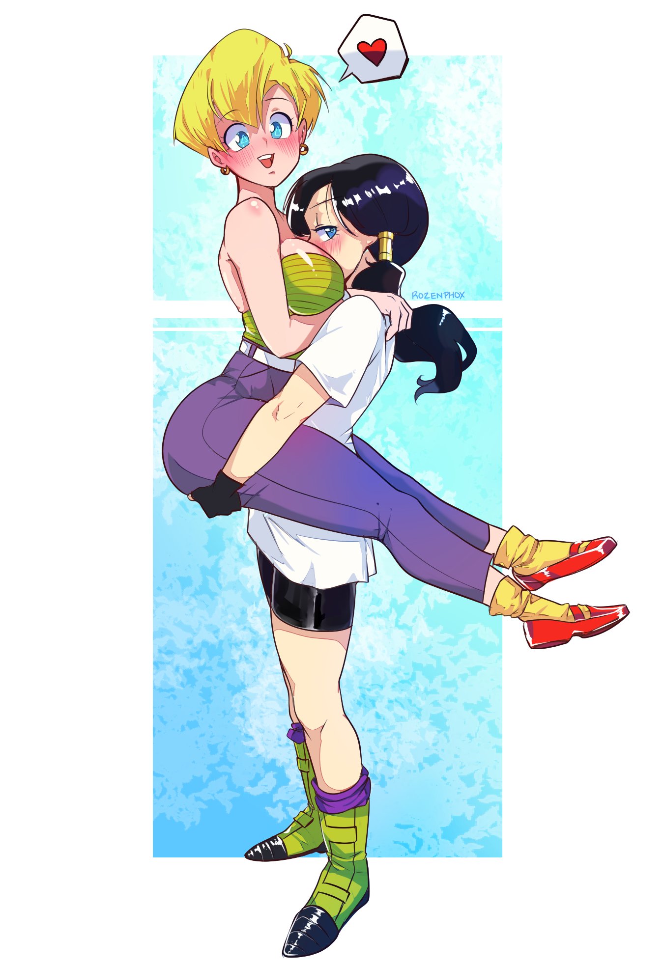 Erasa x Videl [Dragon Ball] By: @RozenPhox : wholesomeyuri