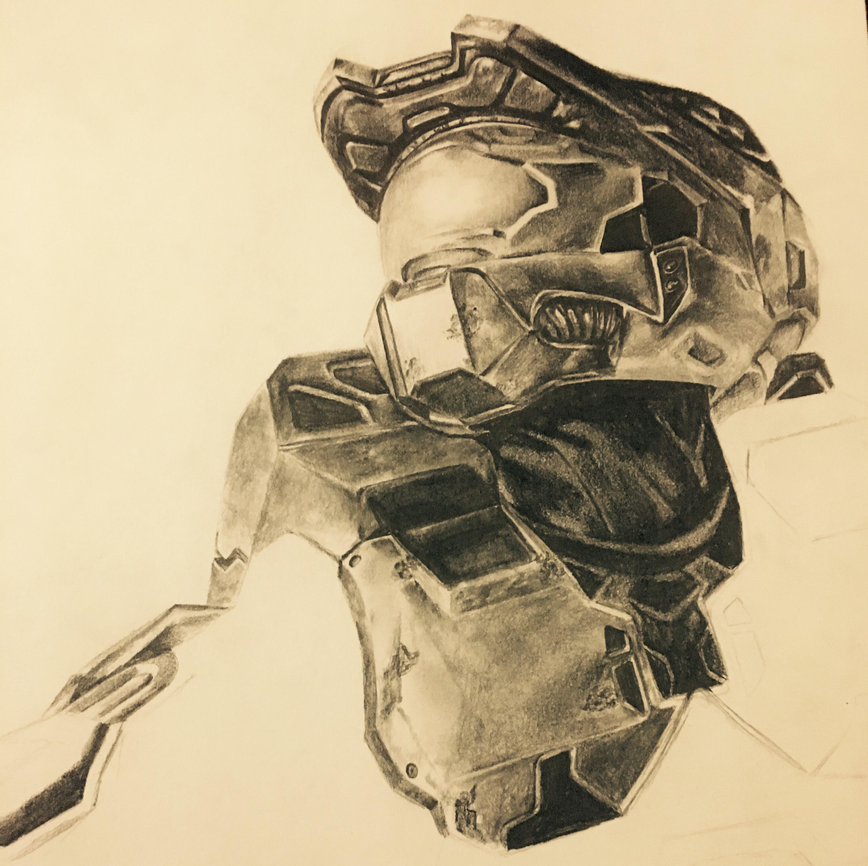 Master Chief drawing. I can't decide if I should even finish this, got pissed and stopped