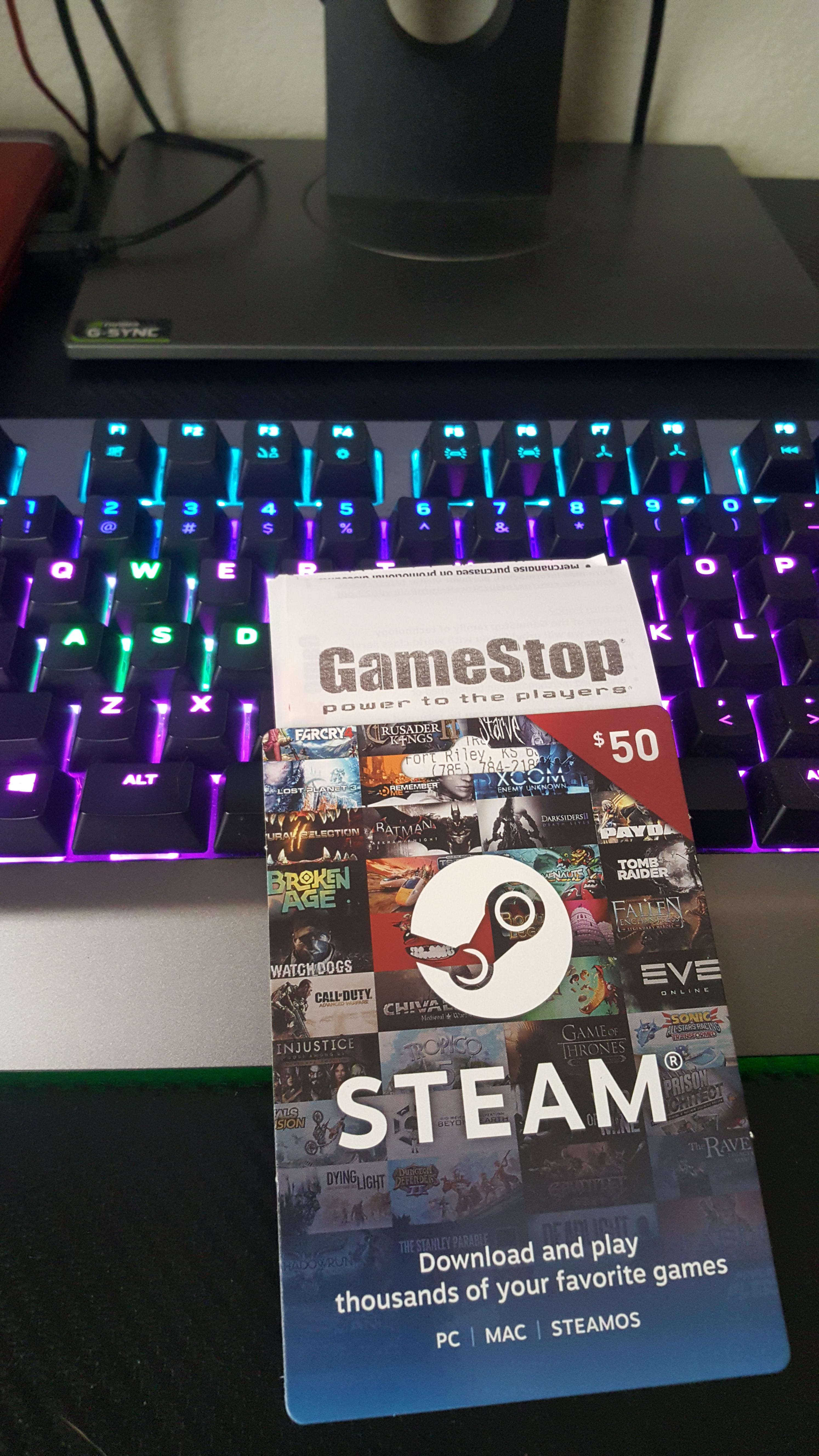 When you get a Game Stop gift card and buy a Steam Card with it. r