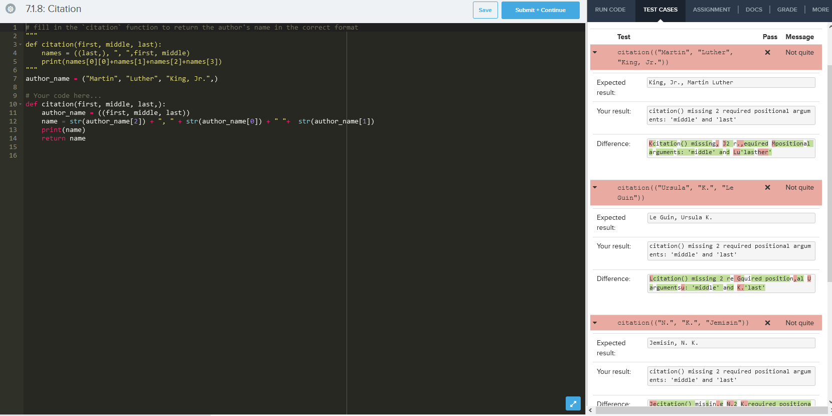 7.2.7 Part 1, Replace a Letter Code hs codehs