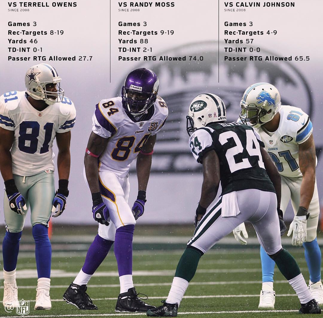 Darrelle Revis stats versus Terrell Owens, Randy Moss, and Calvin
